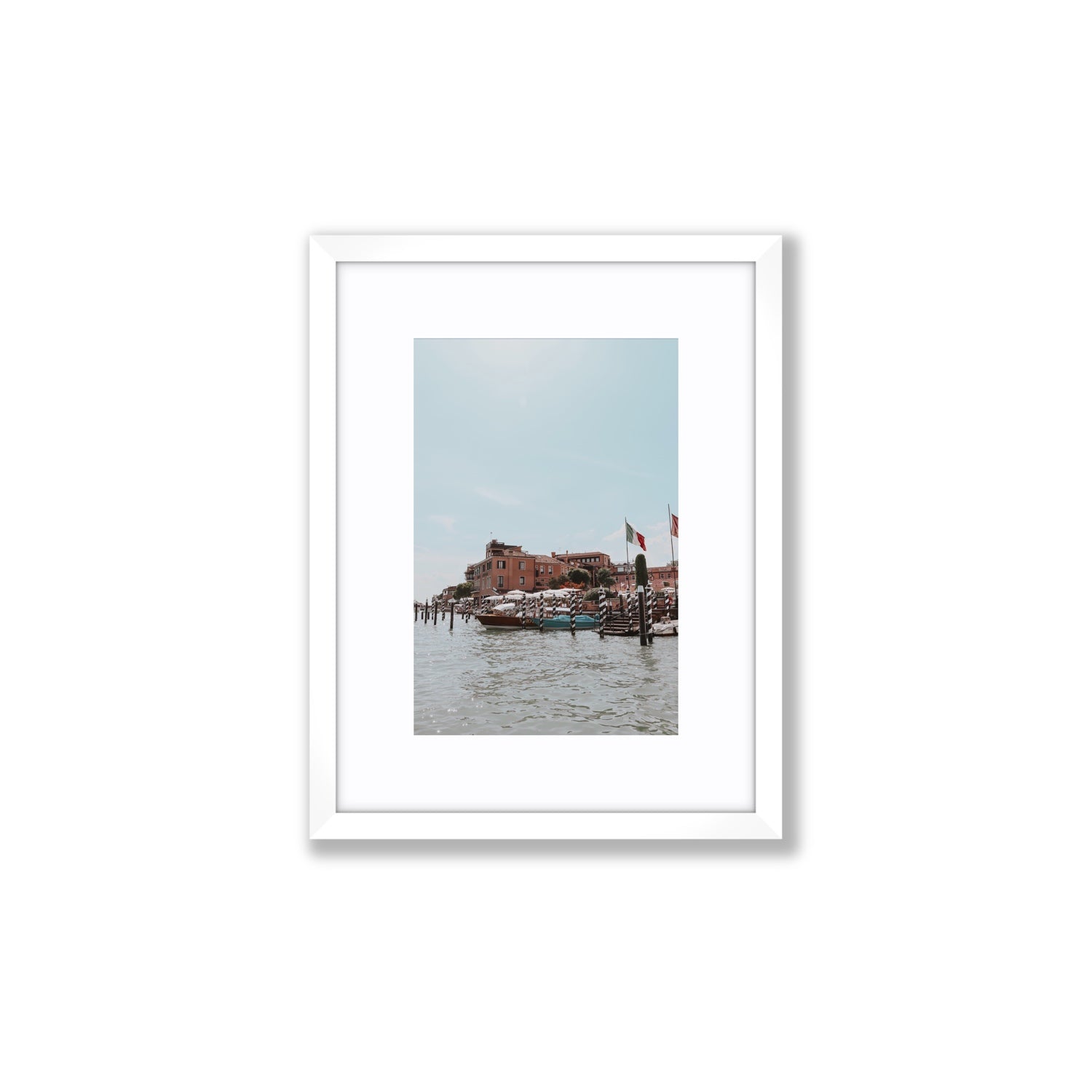 Giudecca Island Venice wall art Small fine art print in white frame with matboard