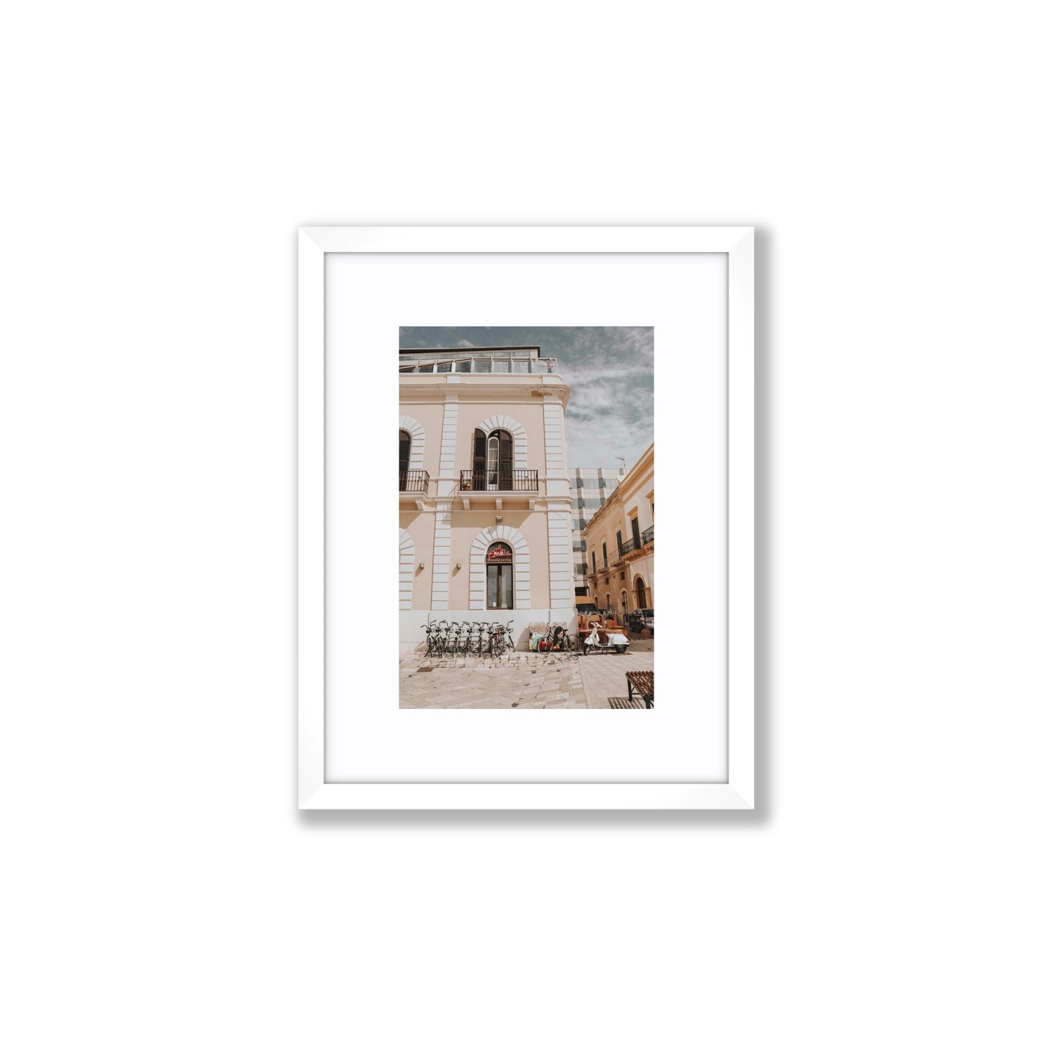 Rosticceria Puglia Italian wall art Small fine art print in white frame with matboard