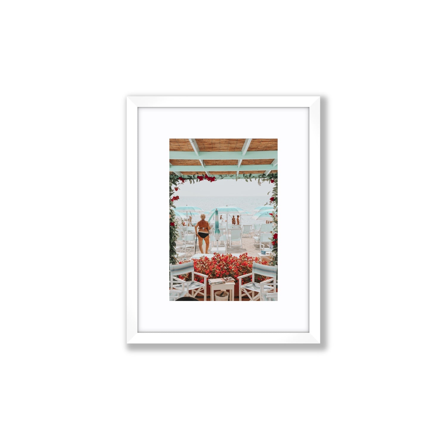 Nonna's Italian Escape Alassio Italian wall art Small fine art print in white frame with matboard