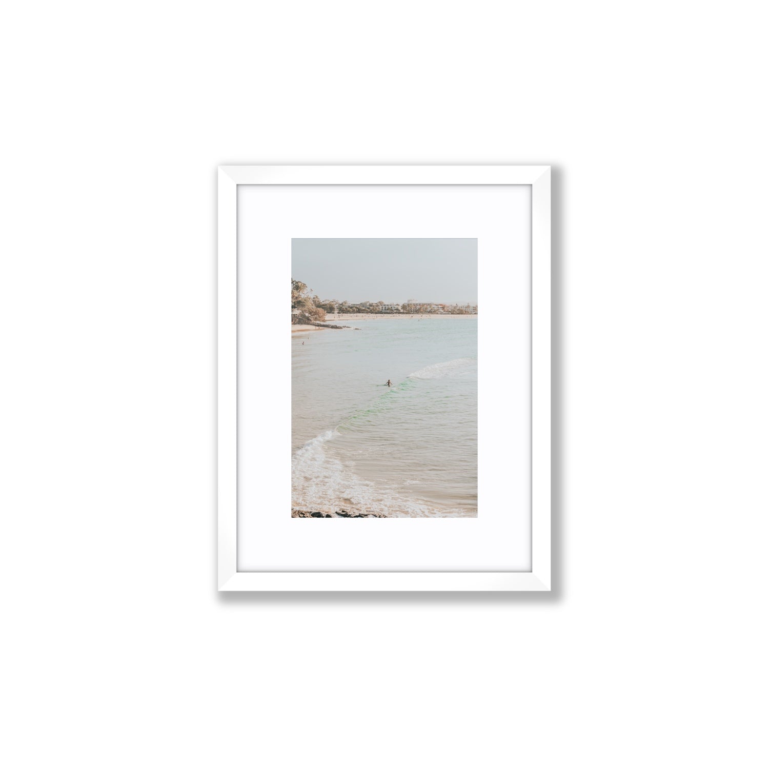 Salt Reverie fine art print, Noosa, Australia, coastal scenes artwork, Small, White Frame · Matboard, Fine Art Print