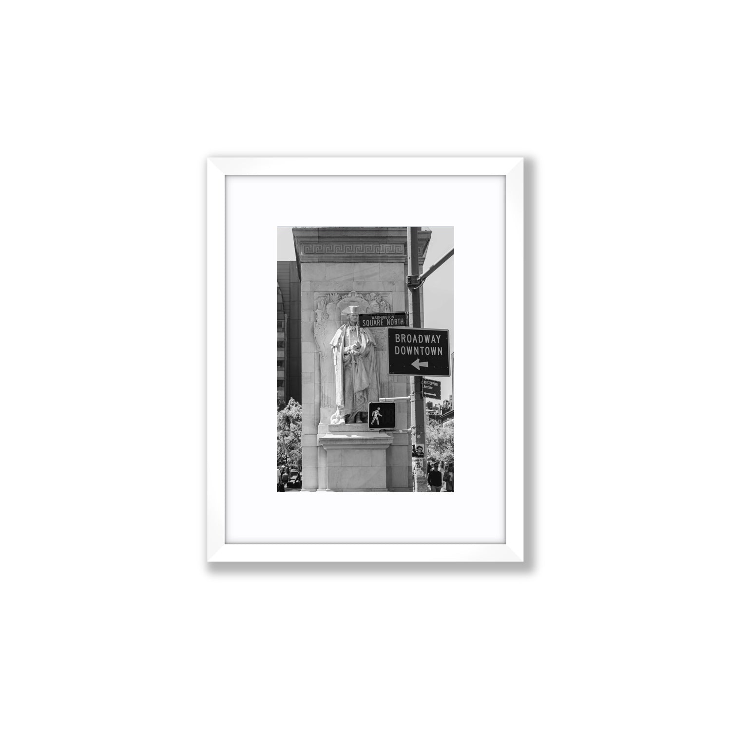 Silent Sentinels New York NYC Black & White wall art Small fine art print in white frame with matboard