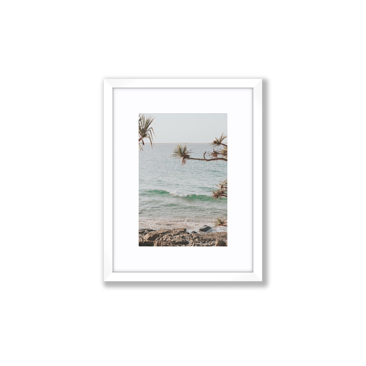 Good Vibrations fine art print, Noosa, Australia, coastal scenes artwork, Small, White Frame · Matboard, Fine Art Print