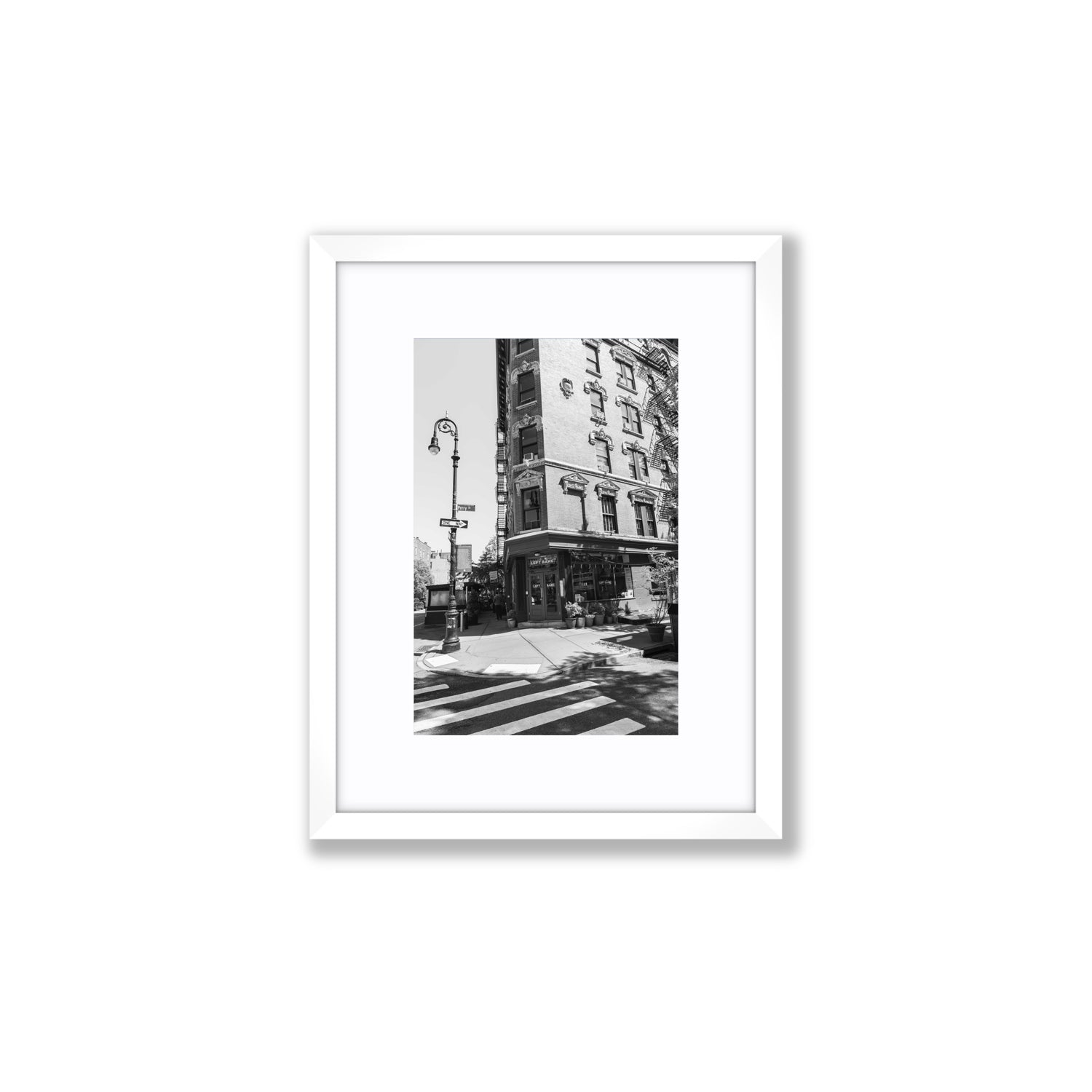 Parisian On Perry New York NYC Black & White wall art Small fine art print in white frame with matboard
