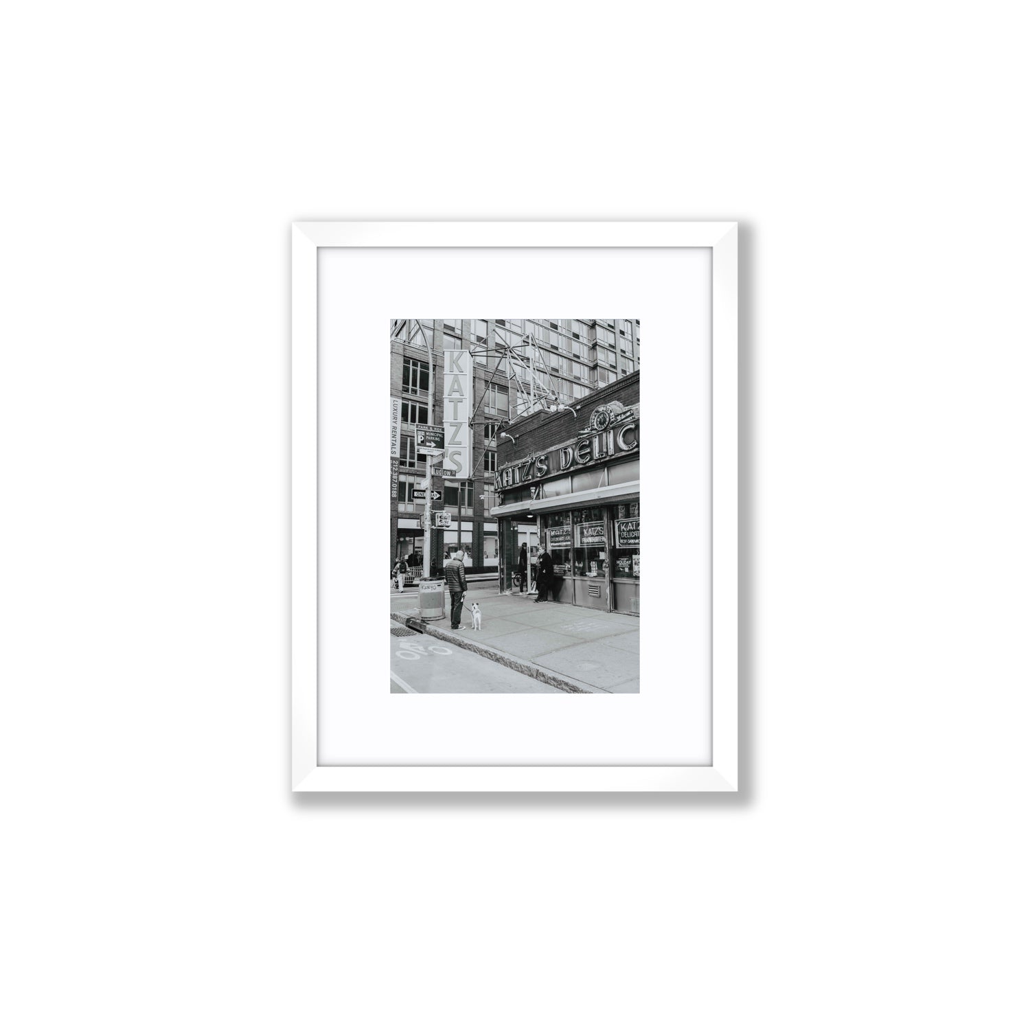 Graphite Gotham New York NYC Black & White wall art Small fine art print in white frame with matboard