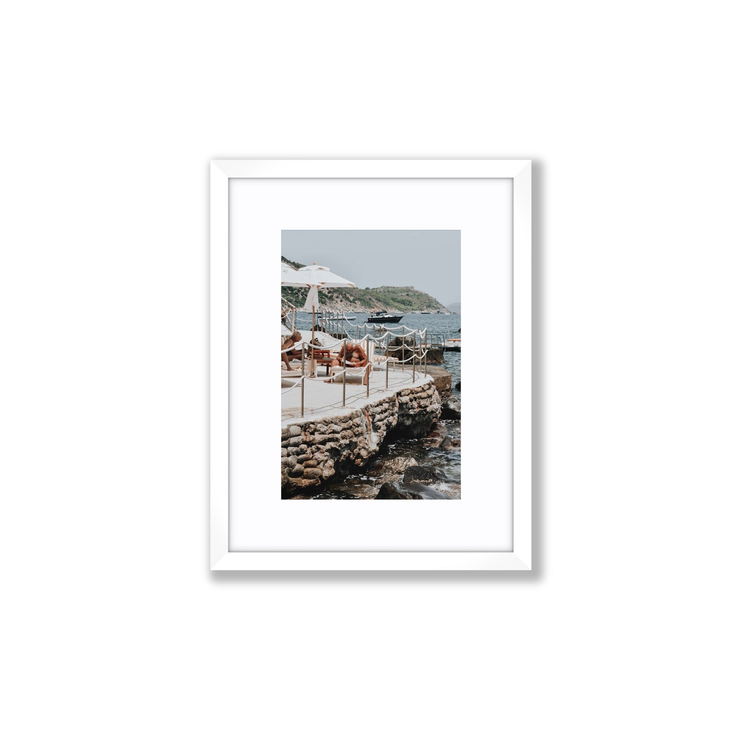 Nonno e Nonna Tuscany coastal Italian wall art Small fine art print in white frame with matboard