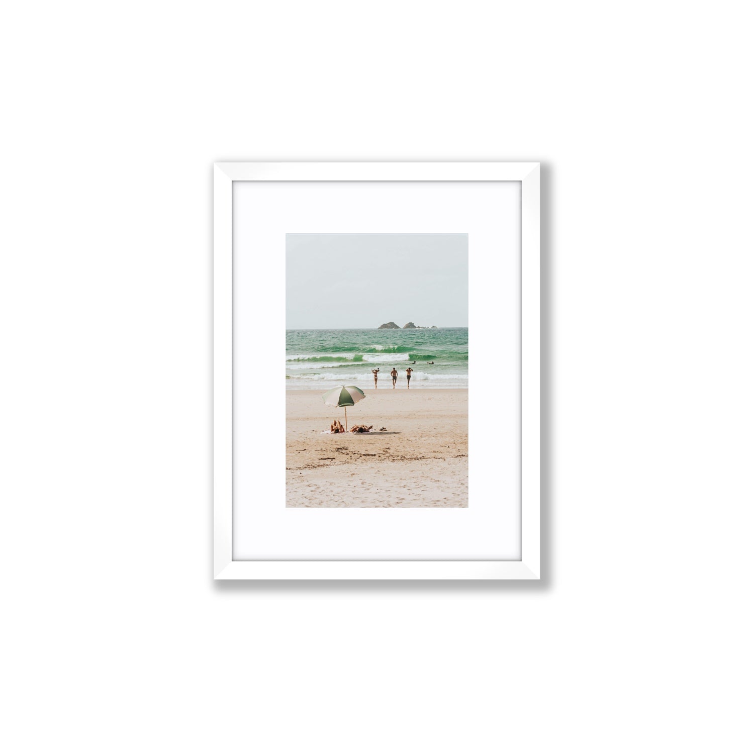 Escape The Ordinary Byron Bay coastal decor wall art Small fine art print in white frame with matboard