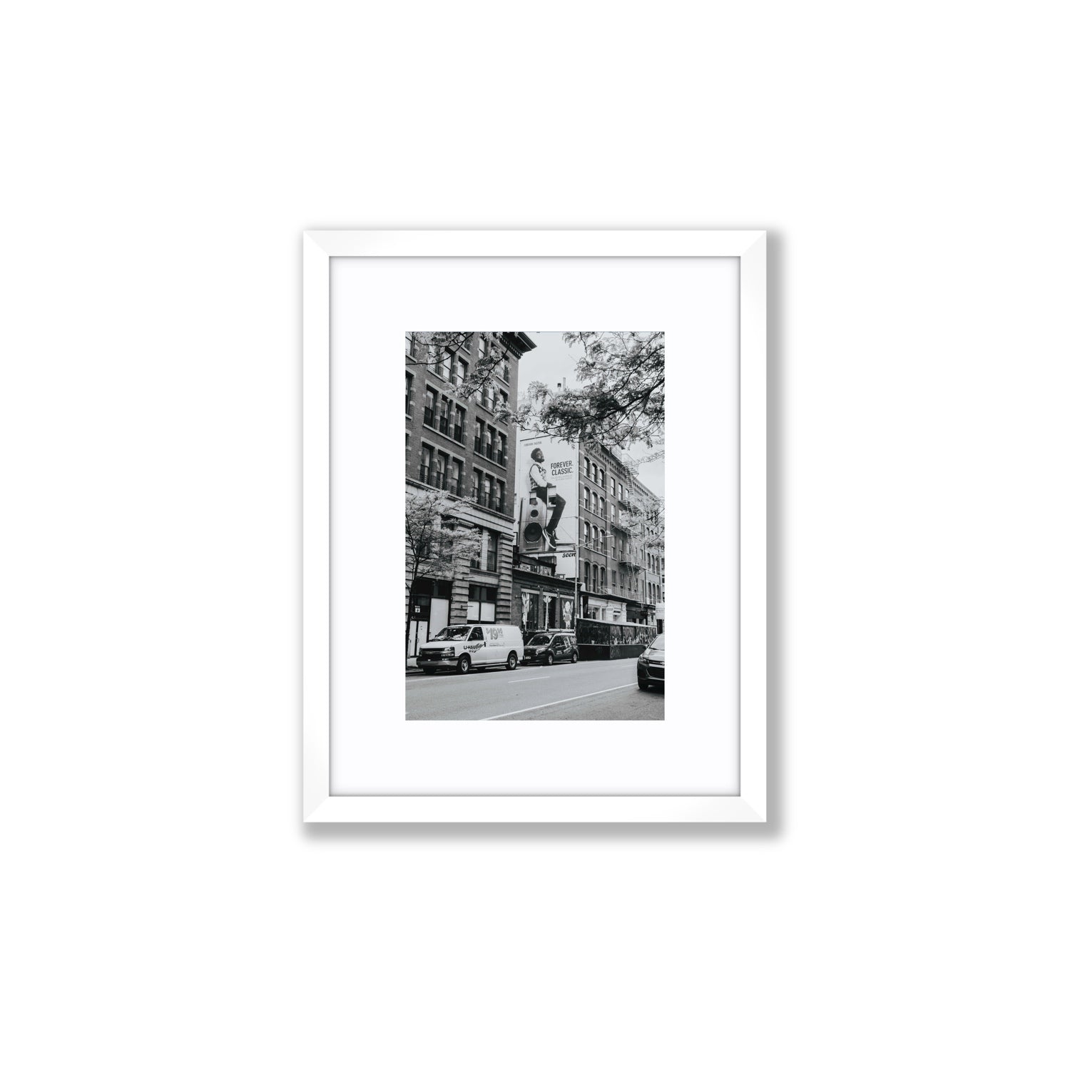 Forever Classic New York NYC Black & White wall art Small fine art print in white frame with matboard
