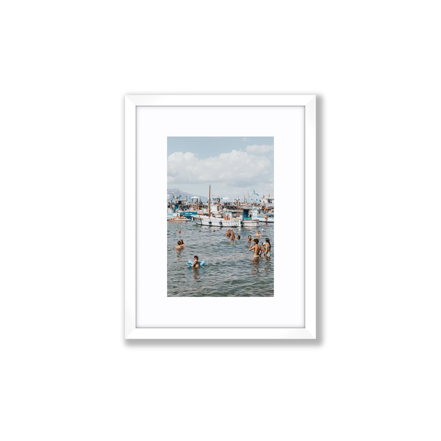 Vacanze Italiane Sorrento Italian coastal wall art Small fine art print in white frame with matboard