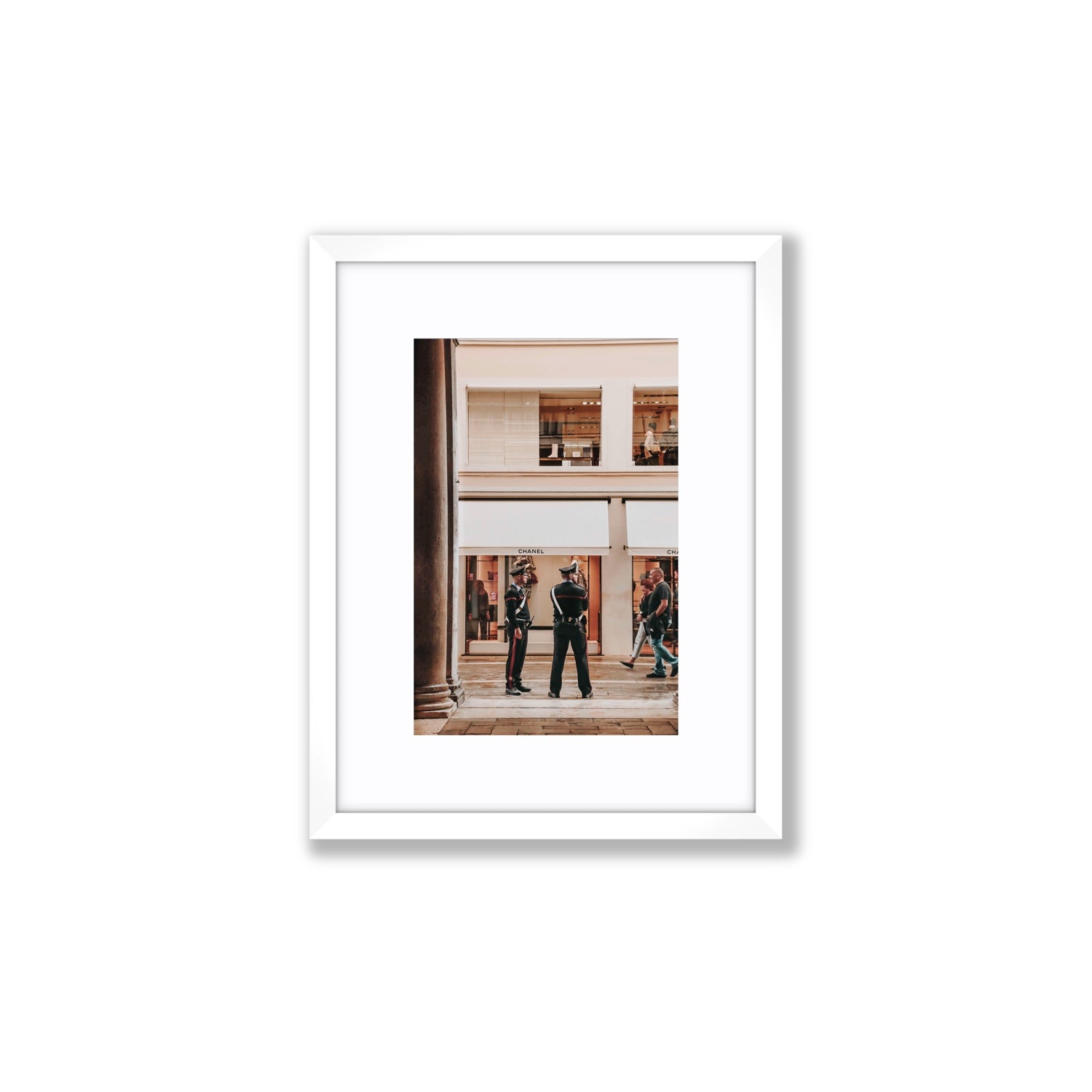Style Police Venice Italian wall art Small fine art print in white frame with matboard