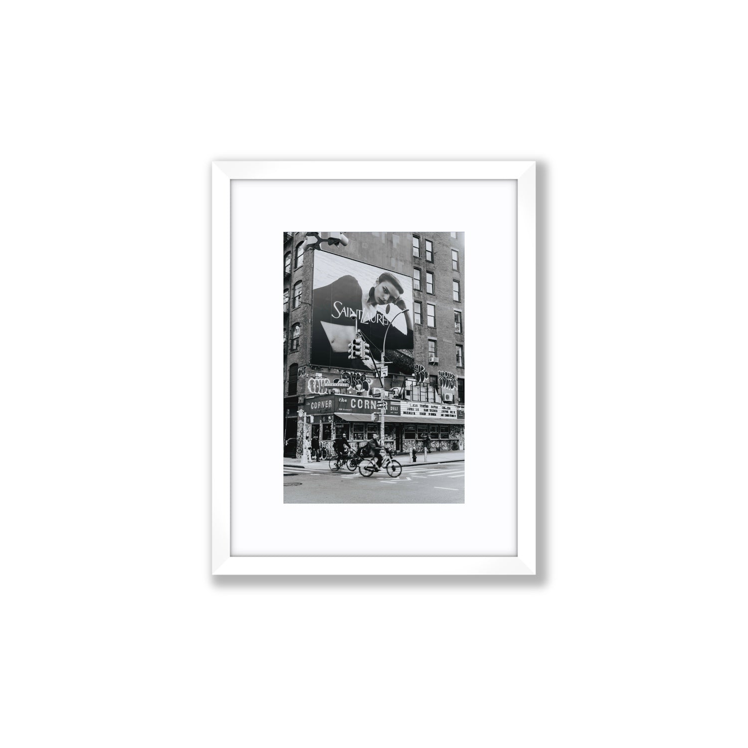 Runway To Rooftops New York NYC Black & White wall art Small fine art print in white frame with matboard