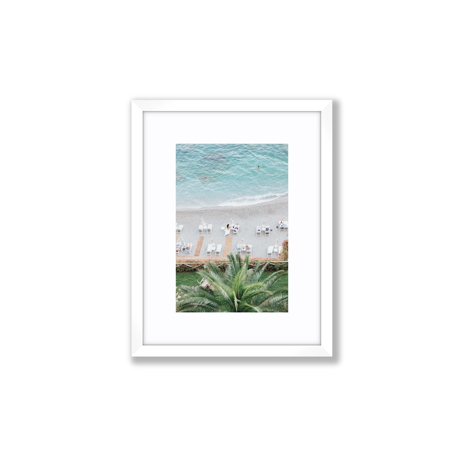 Paradiso Amalfi Mediterranean wall art Small fine art print in white frame with matboard