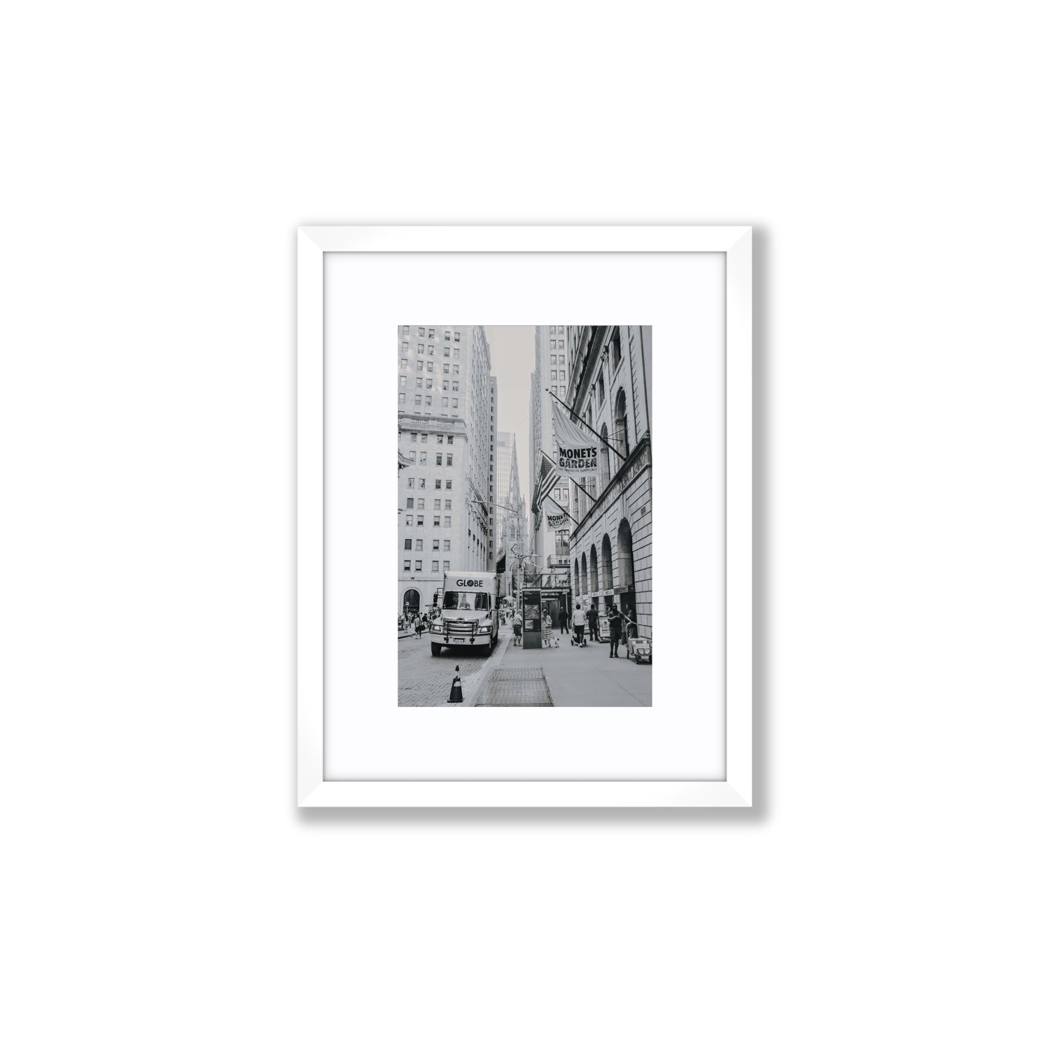 Metropolitan Monotone New York NYC Black & White wall art Small fine art print in white frame with matboard