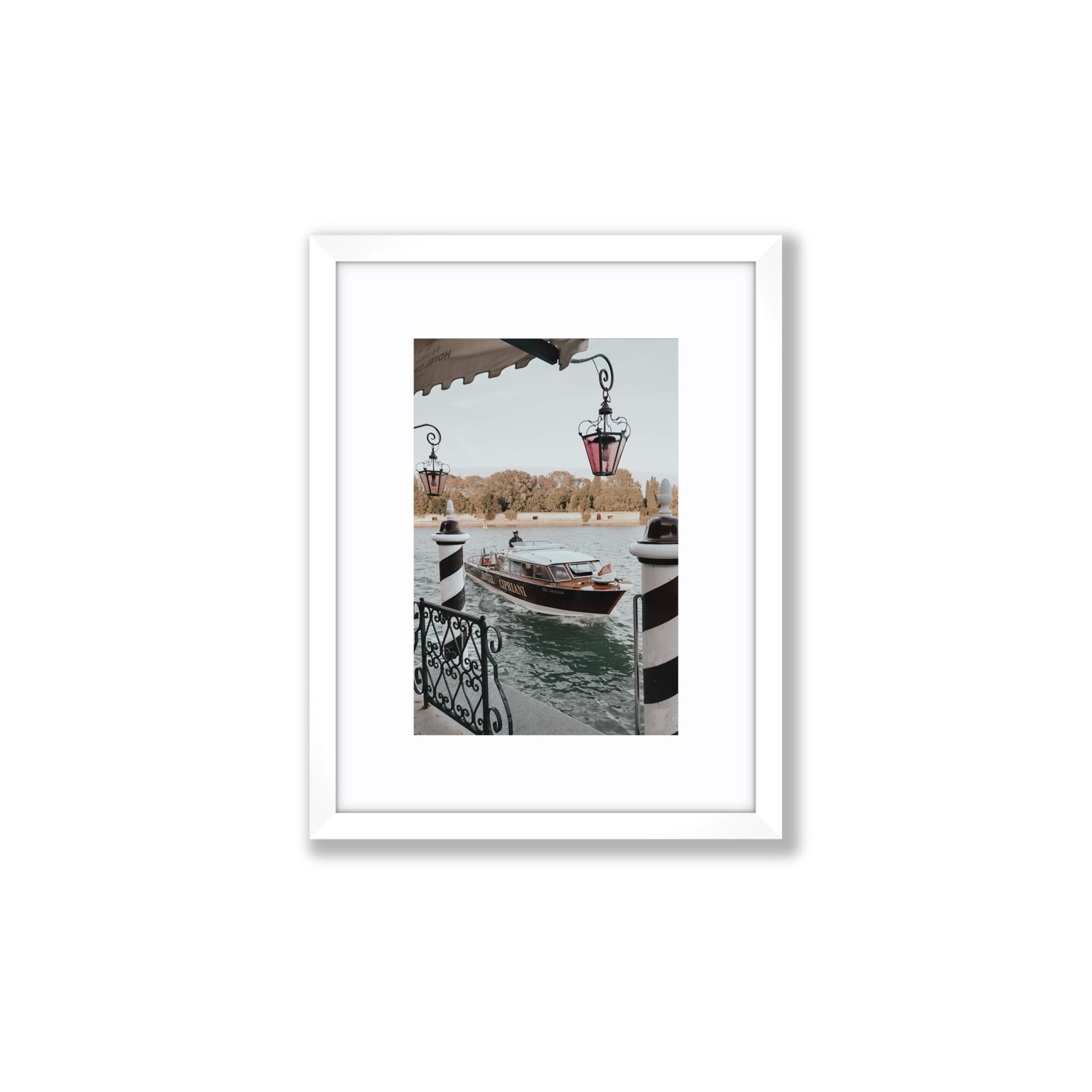 Taxi Shuttle Venice wall art Small fine art print in white frame with matboard