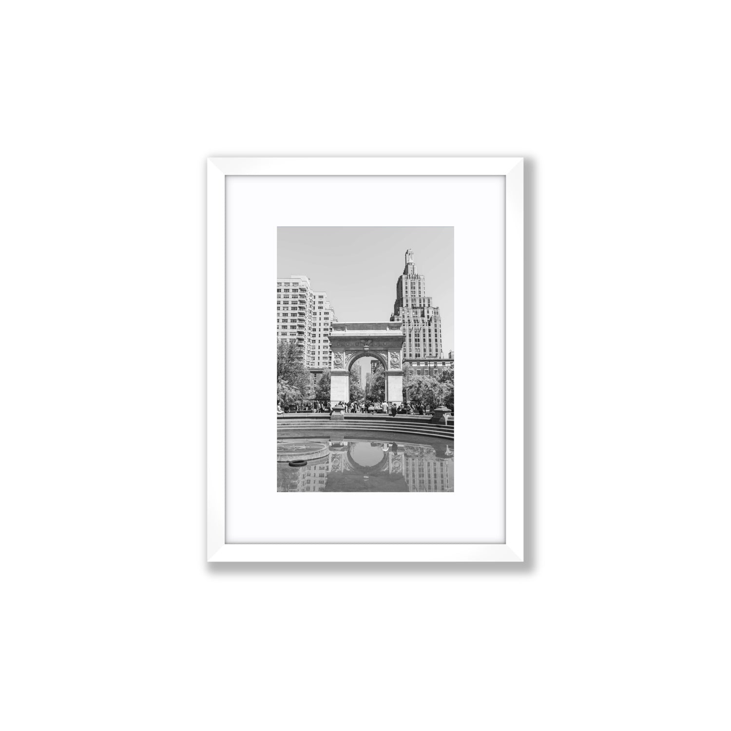 Washington Skyline New York NYC Black & White wall art Small fine art print in white frame with matboard
