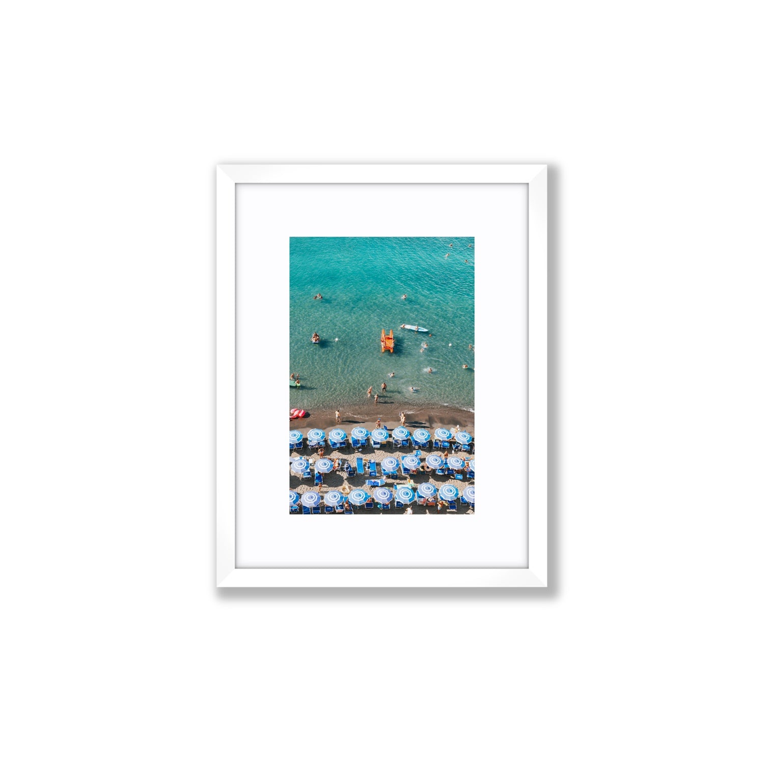 Aquamarine Oasis Sorrento Italian coastal wall art Small fine art print in white frame with matboard