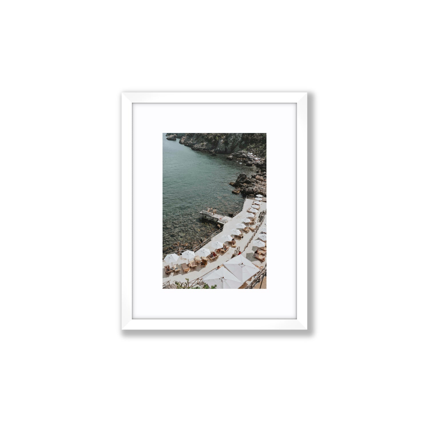 Pier Perspectives Tuscany coastal Italian wall art Small fine art print in white frame with matboard