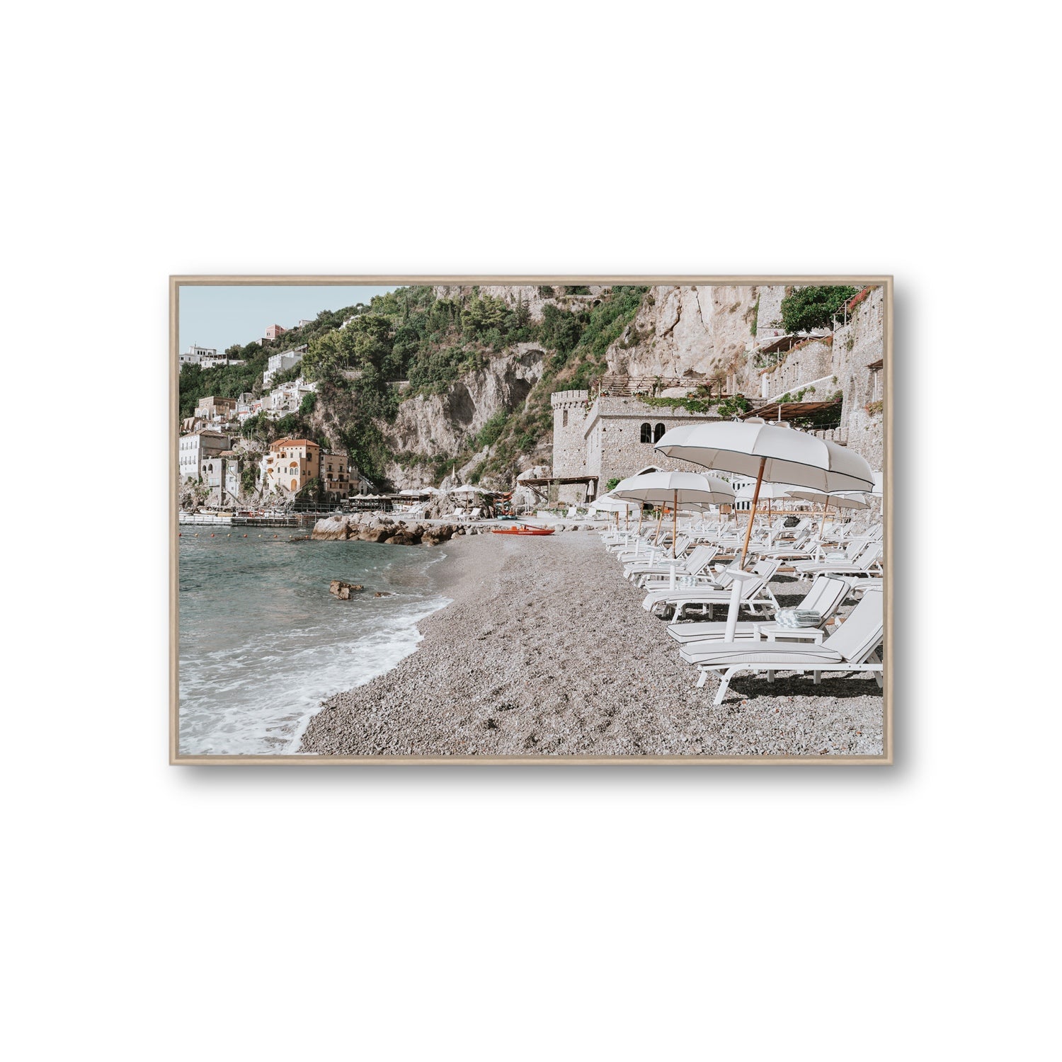 Borgo Santandrea fine art print, Amalfi, Italy, Giant, Natural Oak Float Frame, Fine Art Canvas