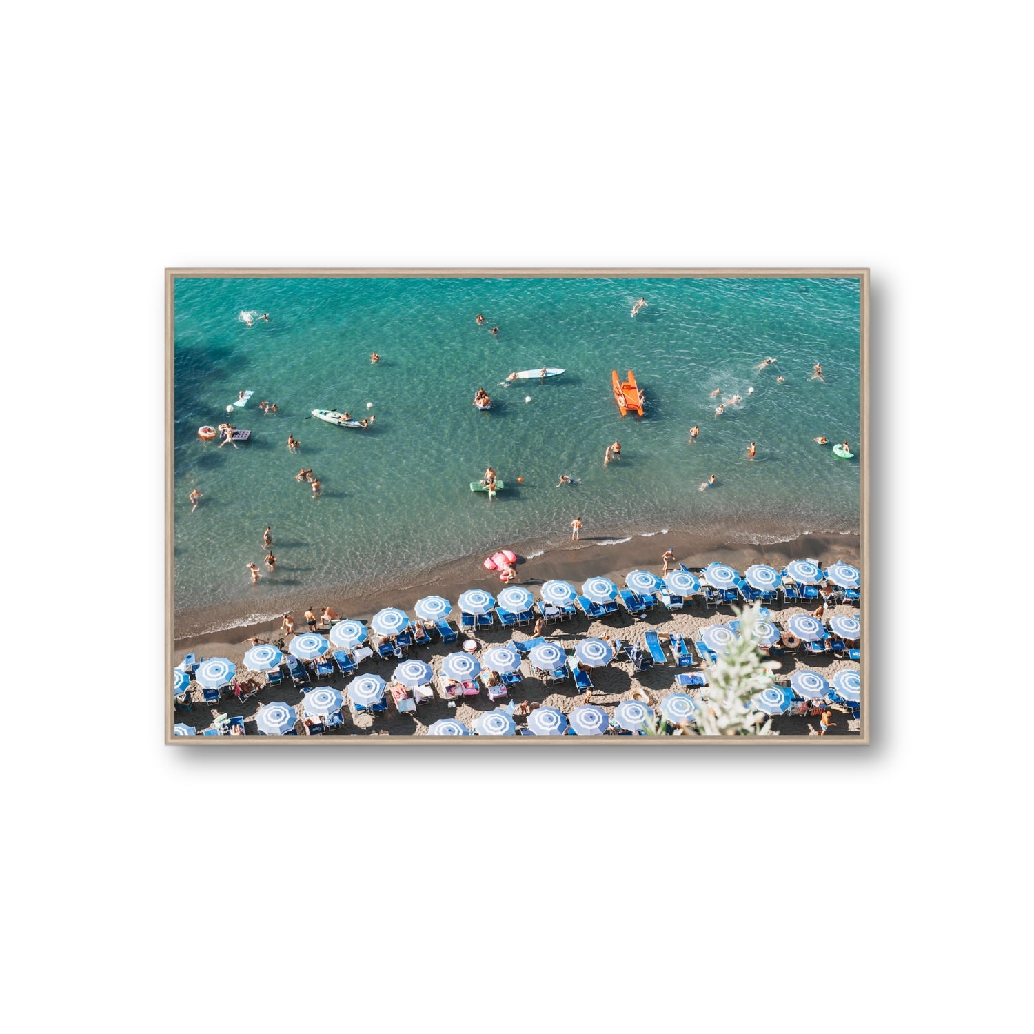 The Sea of Tranquility fine art print, Sorrento, Italy, Giant, Natural Oak Float Frame, Fine Art Canvas
