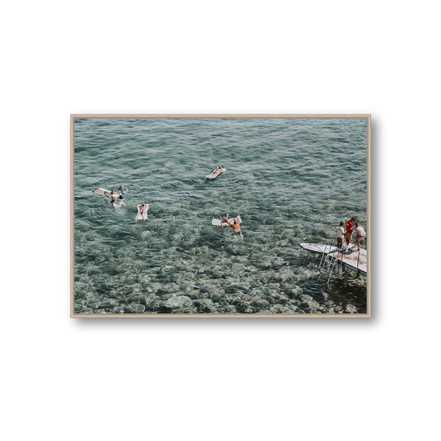 Having A Whale Of A Time Tuscany coastal wall art Giant fine art canvas in natural oak float frame
