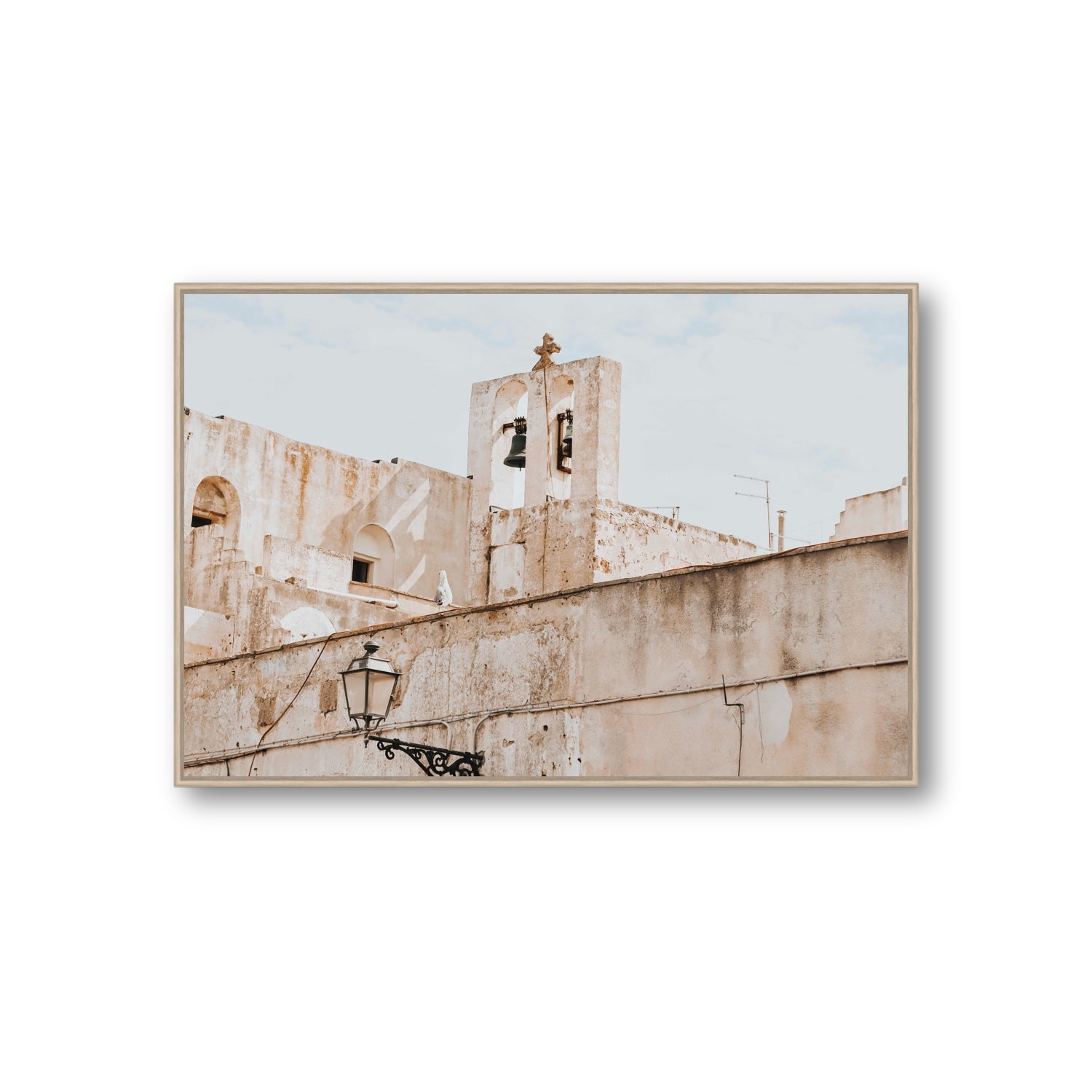 Ancient Bells Puglia Gallipoli Italian wall art Giant fine art canvas in natural oak float frame