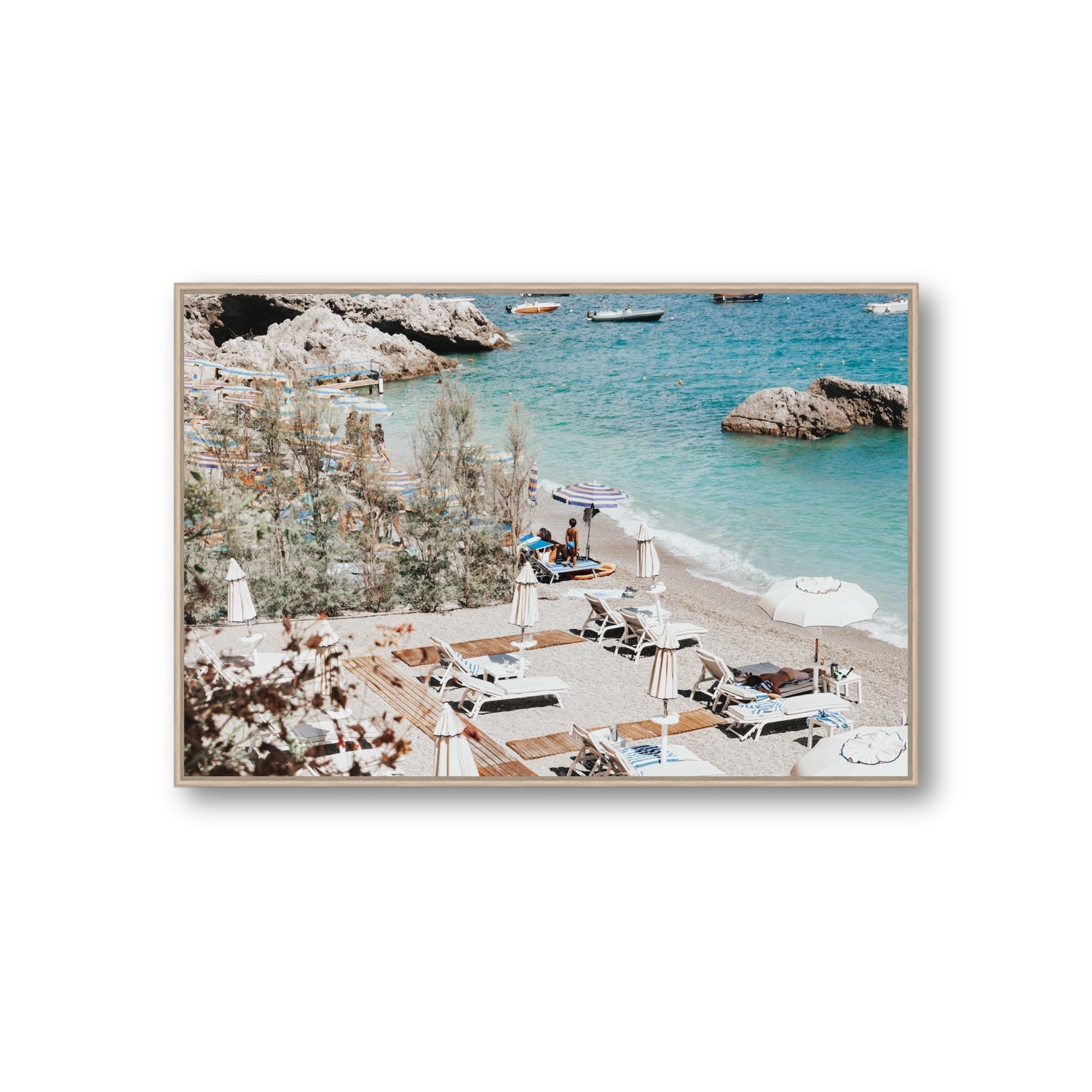 Life Could Be A Dream Amalfi wall art Giant fine art canvas in natural oak float frame
