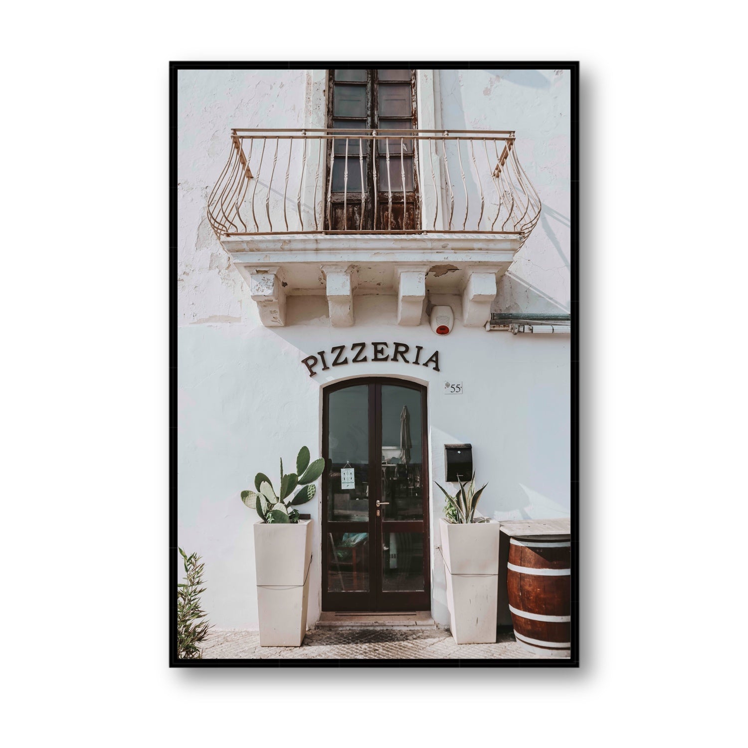 Pizzeria Puglia Italian wall art Statement fine art canvas in black float frame