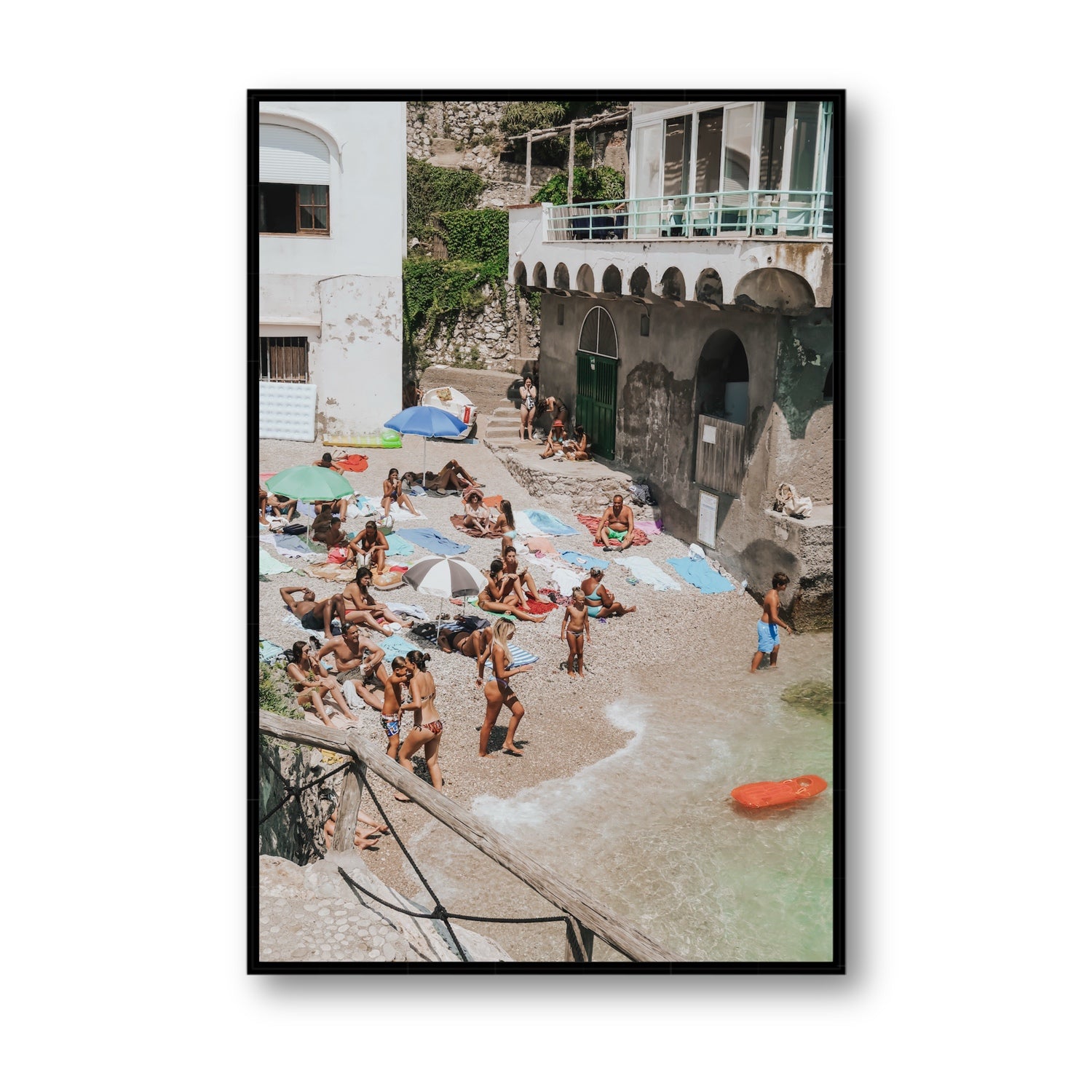 The Sunbathers Oasis fine art print, Capri, Italy, Statement, Black Float Frame, Fine Art Canvas
