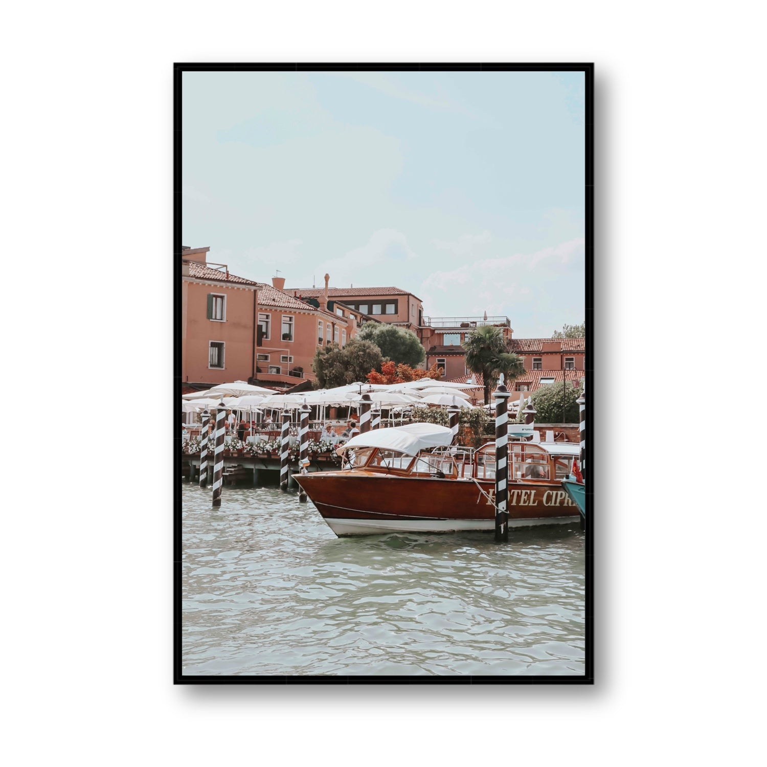 Queen Of The Adriatic Venice Italian wall art Statement fine art canvas in black float frame