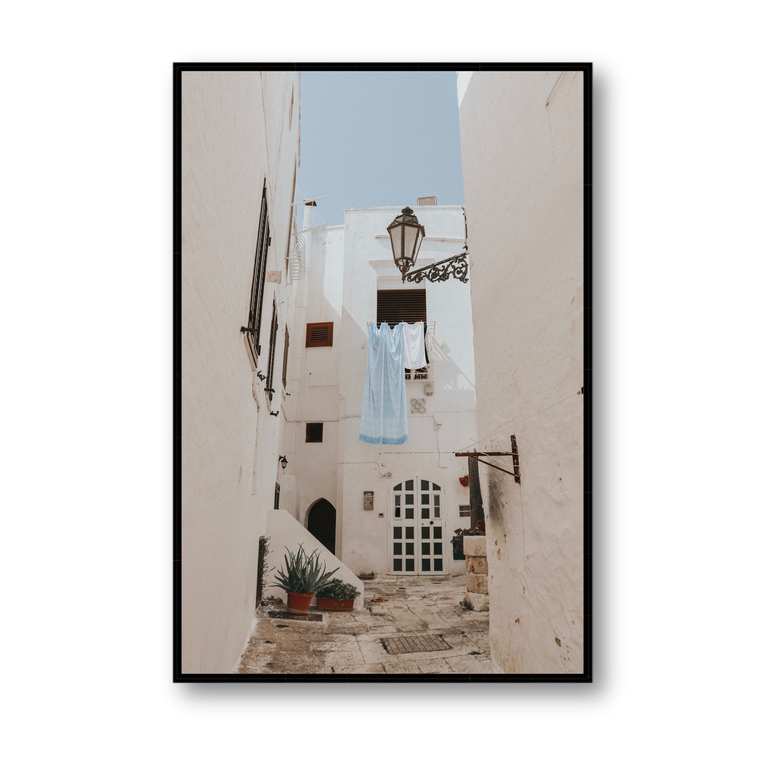 Laundry Day fine art print, Puglia, Italy, Statement, Black Float Frame, Fine Art Canvas