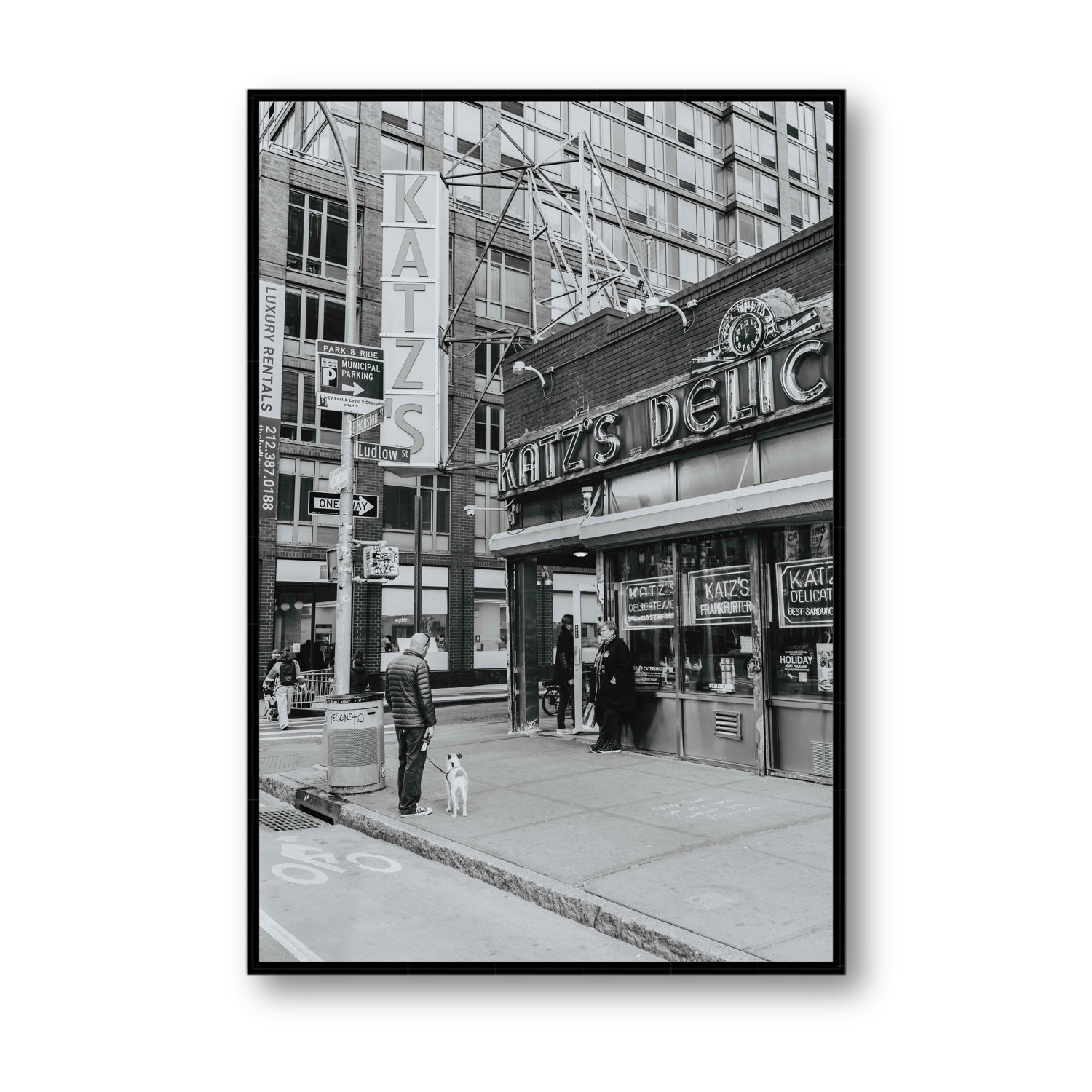 Graphite Gotham New York NYC Black & White wall art Statement fine art canvas in black float frame