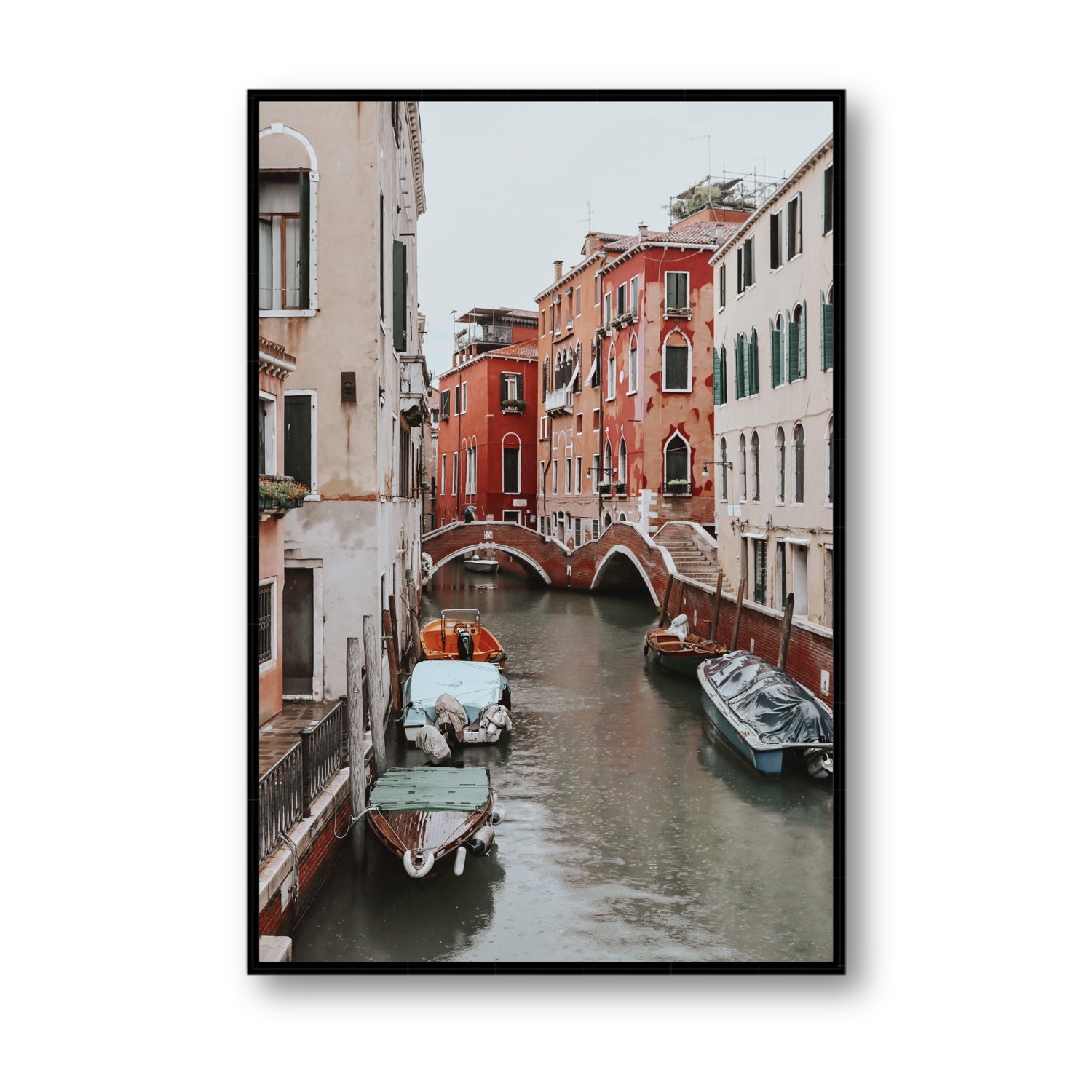 City of Water Venice Italian Mediterranean decor wall art Statement fine art canvas in black float frame