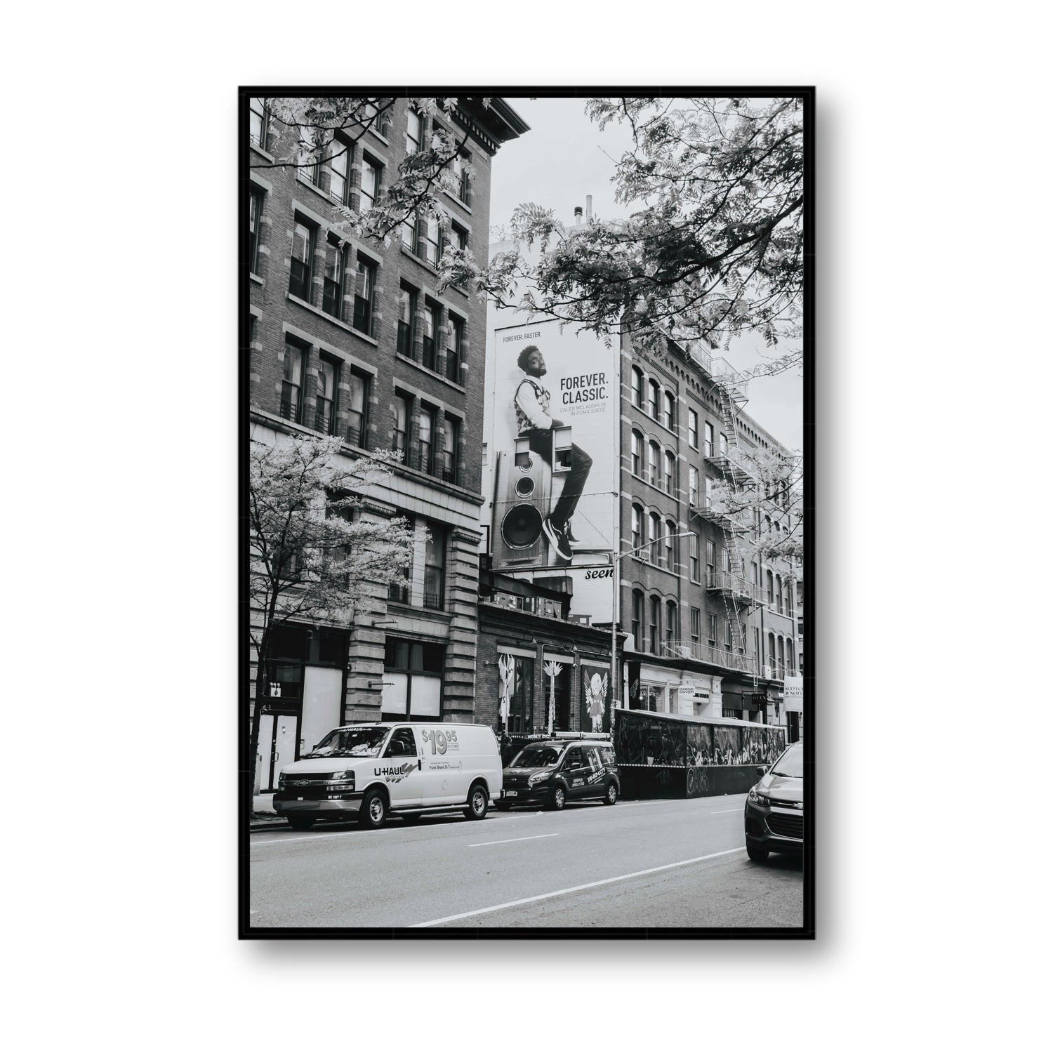 Forever Classic New York NYC Black & White wall art Statement fine art canvas in black float frame