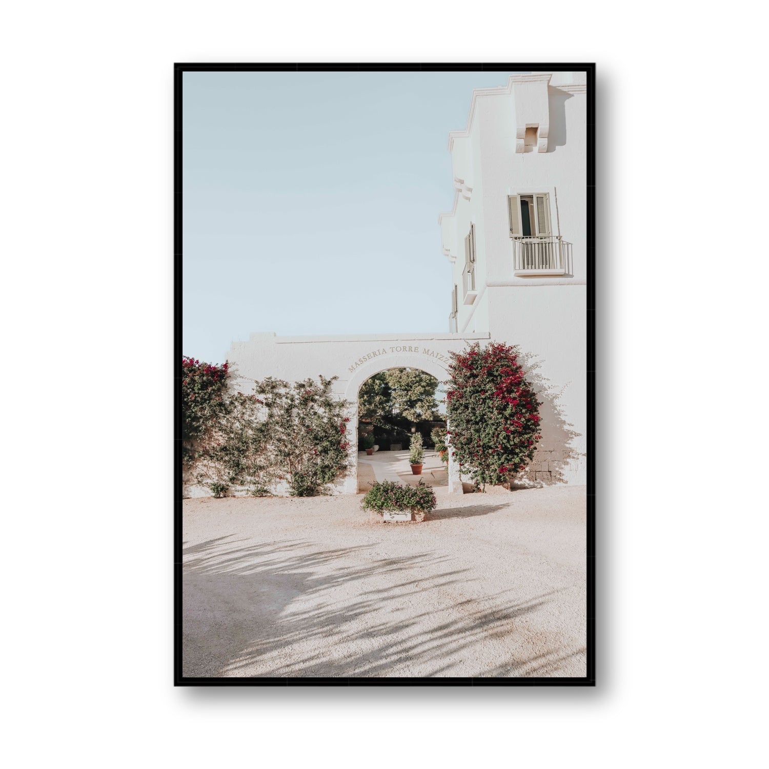 Villa Retreat fine art print, Puglia, Italy, Statement, Black Float Frame, Fine Art Canvas