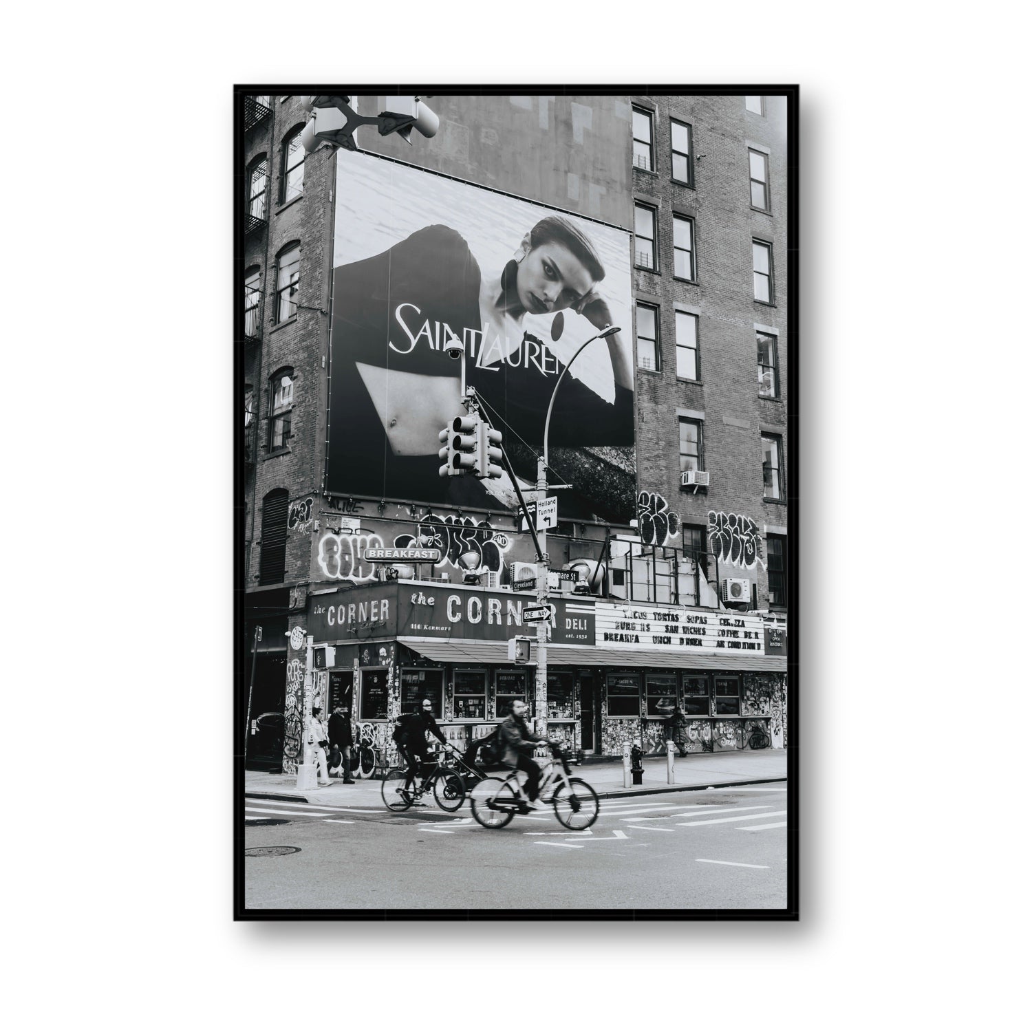 Runway To Rooftops New York NYC Black & White wall art Statement fine art canvas in black float frame