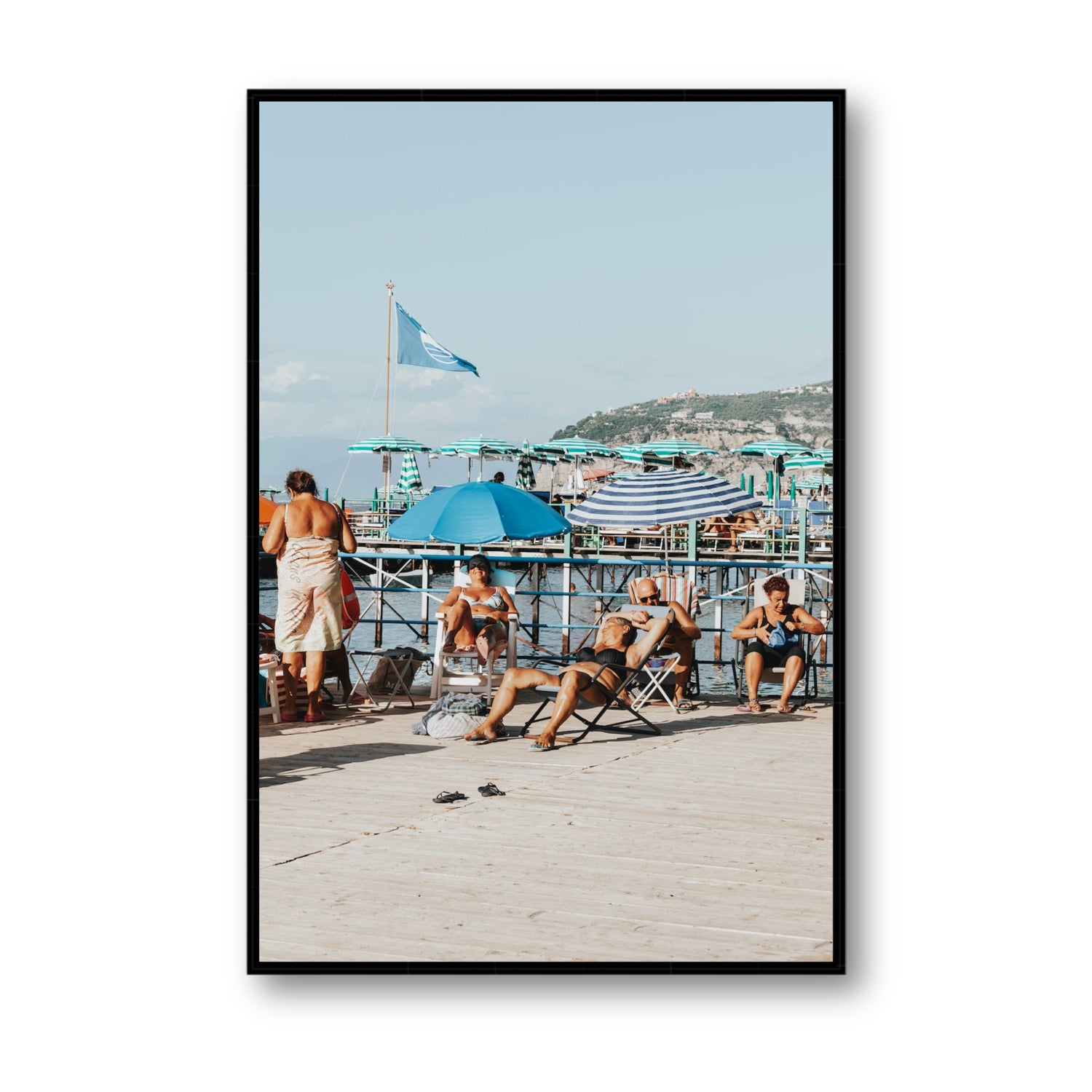 The Golden Years Sorrento Italian wall art Statement fine art canvas in black float frame