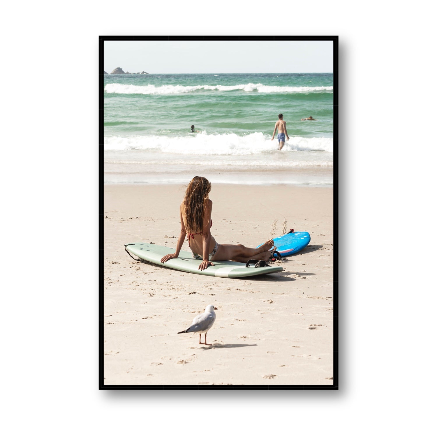 Carissa Byron Bay Surf coastal wall art Statement fine art canvas in black float frame