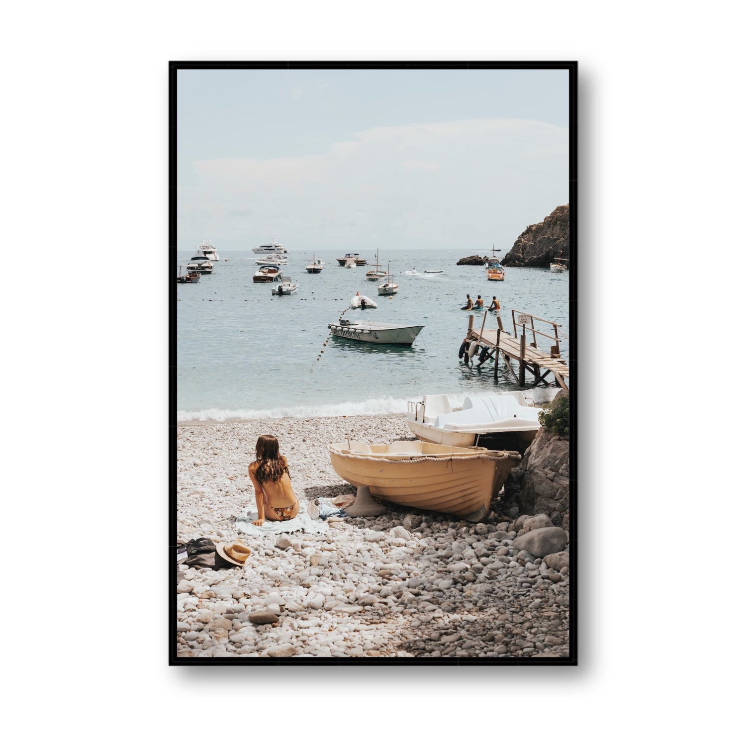 Solo Sojourn Nerano wall art Statement fine art canvas in black float frame