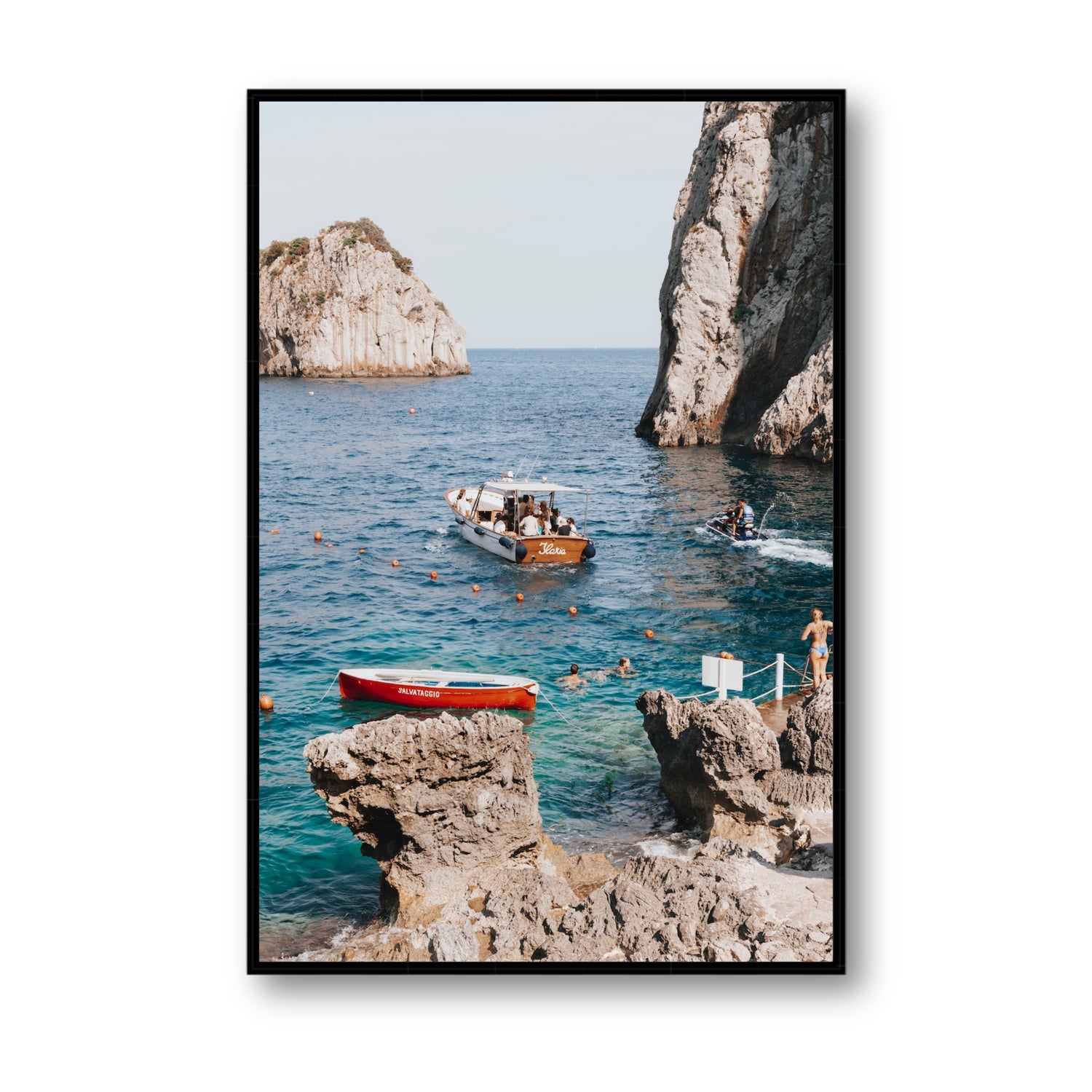 Set Sail fine art print, Capri, Italy, Statement, Black Float Frame, Fine Art Canvas