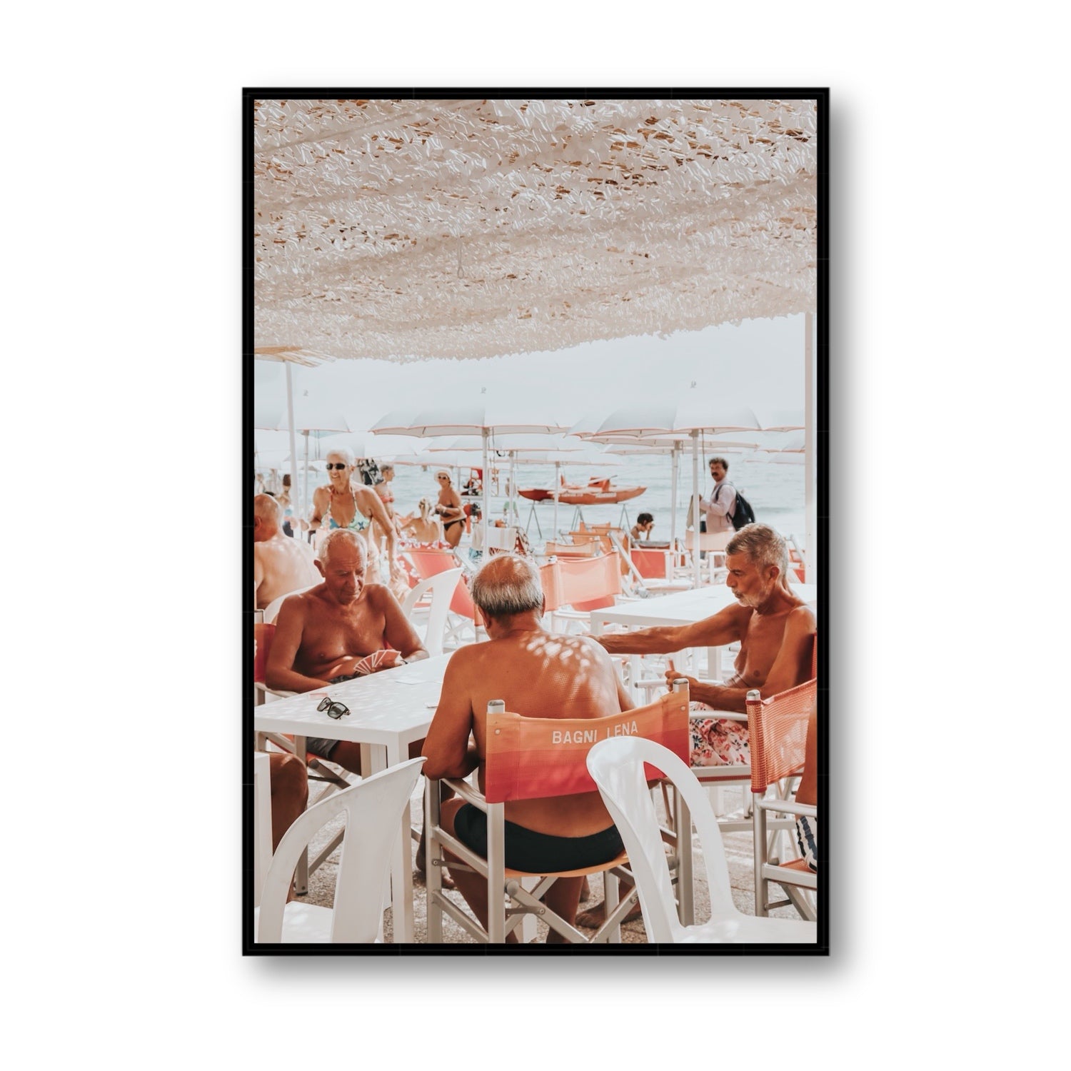 The Players fine art print, Alassio, Italy, Statement, Black Float Frame, Fine Art Canvas