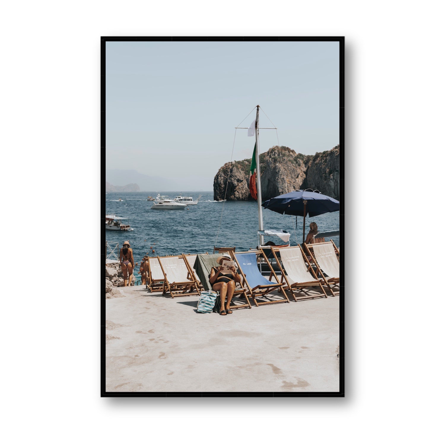 Vintage Sun Goddess fine art print, Capri, Italy, Statement, Black Float Frame, Fine Art Canvas