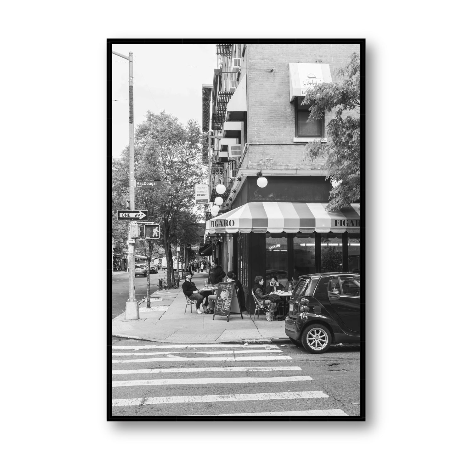 Figaro New York NYC Black & White wall art Statement fine art canvas in black float frame