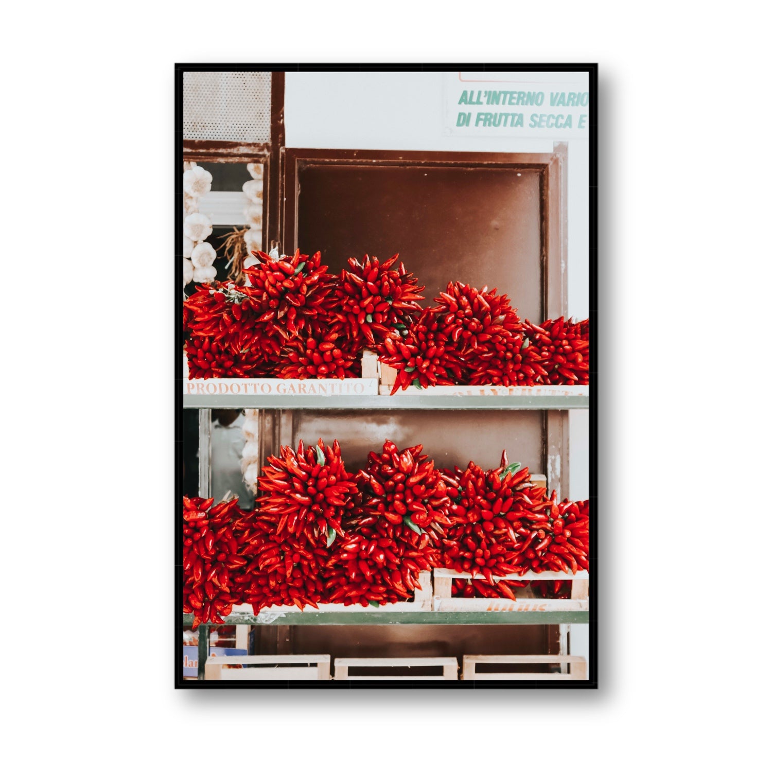 Hot Harvest Puglia Italian wall art Statement fine art canvas in black float frame