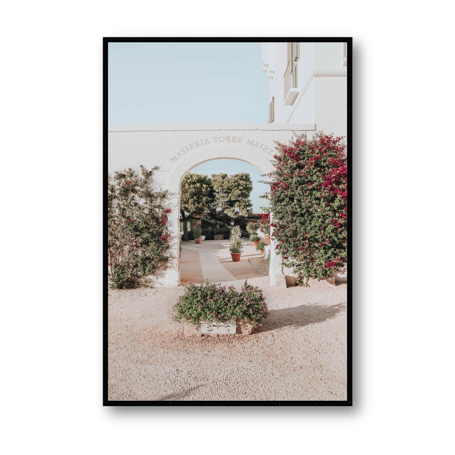 Torre Maizza Puglia Italian wall art Statement fine art canvas in black float frame