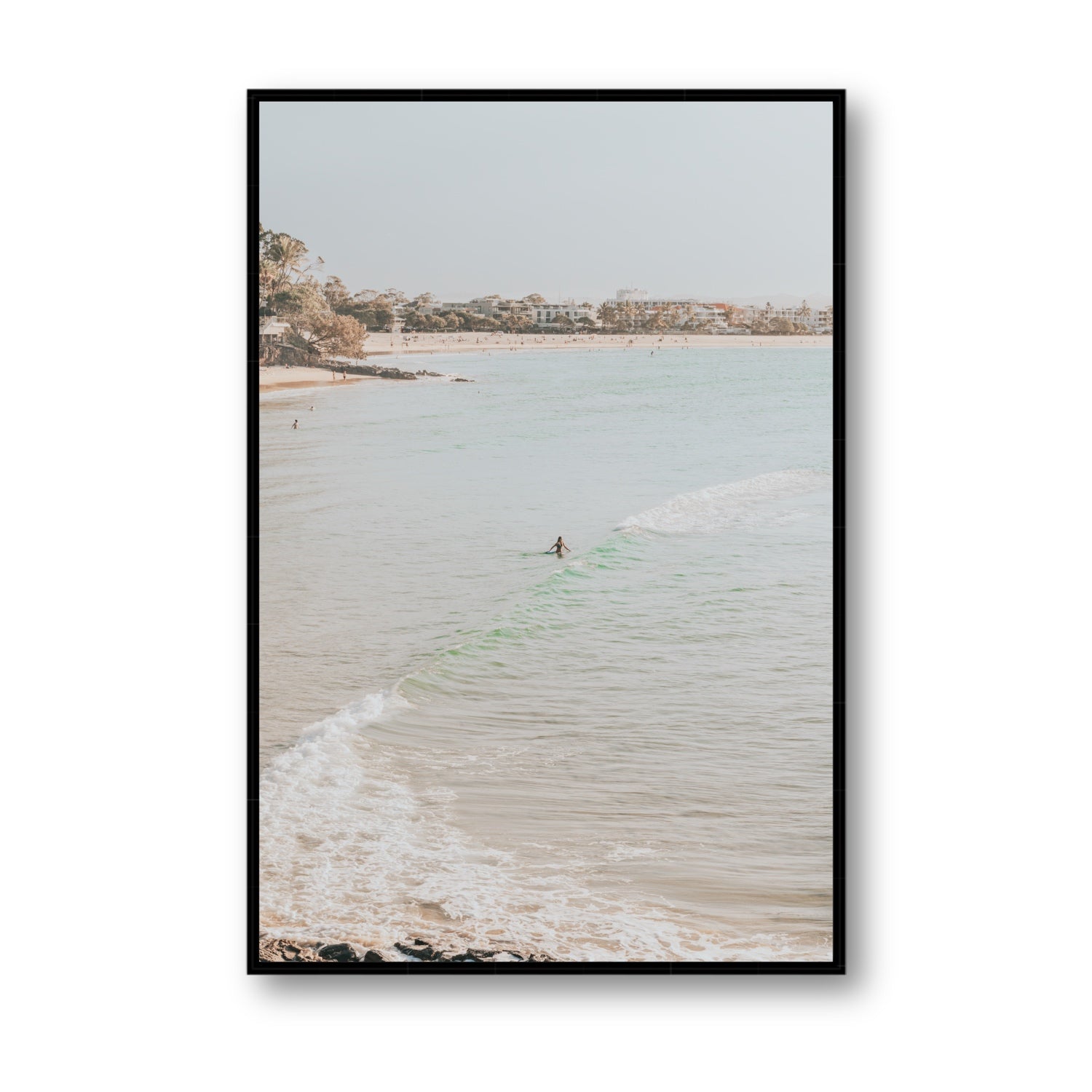 Salt Reverie fine art print, Noosa, Australia, coastal scenes artwork, Statement, Black Float Frame, Fine Art Canvas