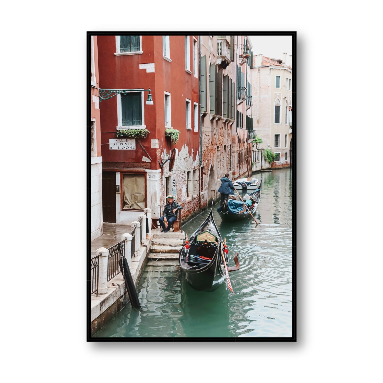 The Merchant Venice Canal Italian wall art Statement fine art canvas in black float frame