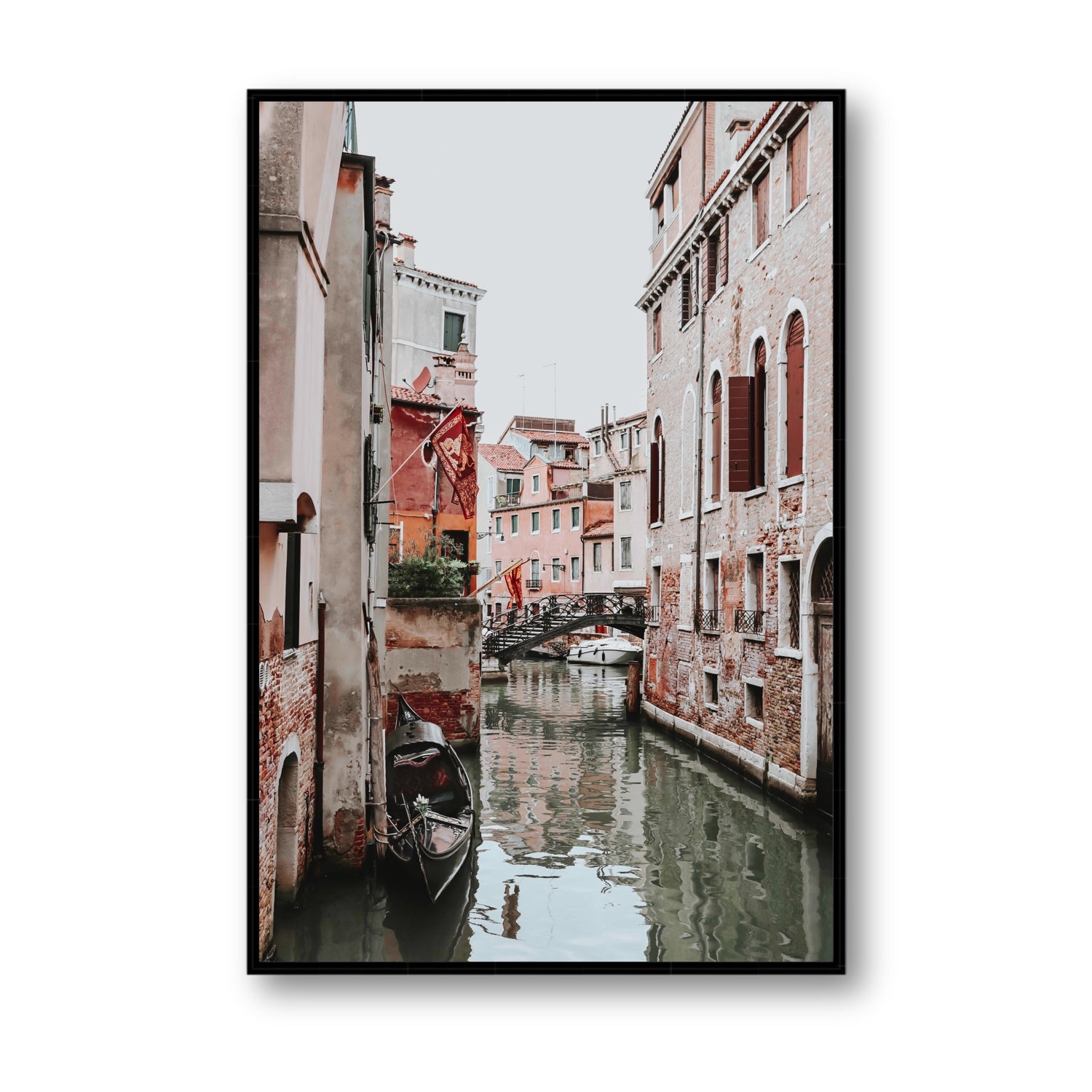 Laguna Veneta Venice Italian wall art Statement fine art canvas in black float frame