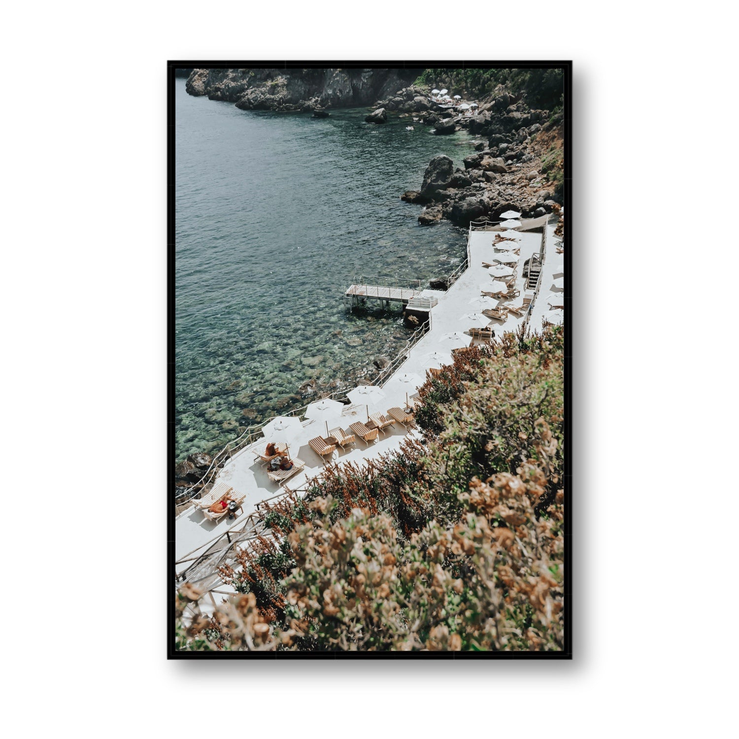 Go Beyond The Postcard Tuscany coastal wall art Statement fine art canvas in black float frame