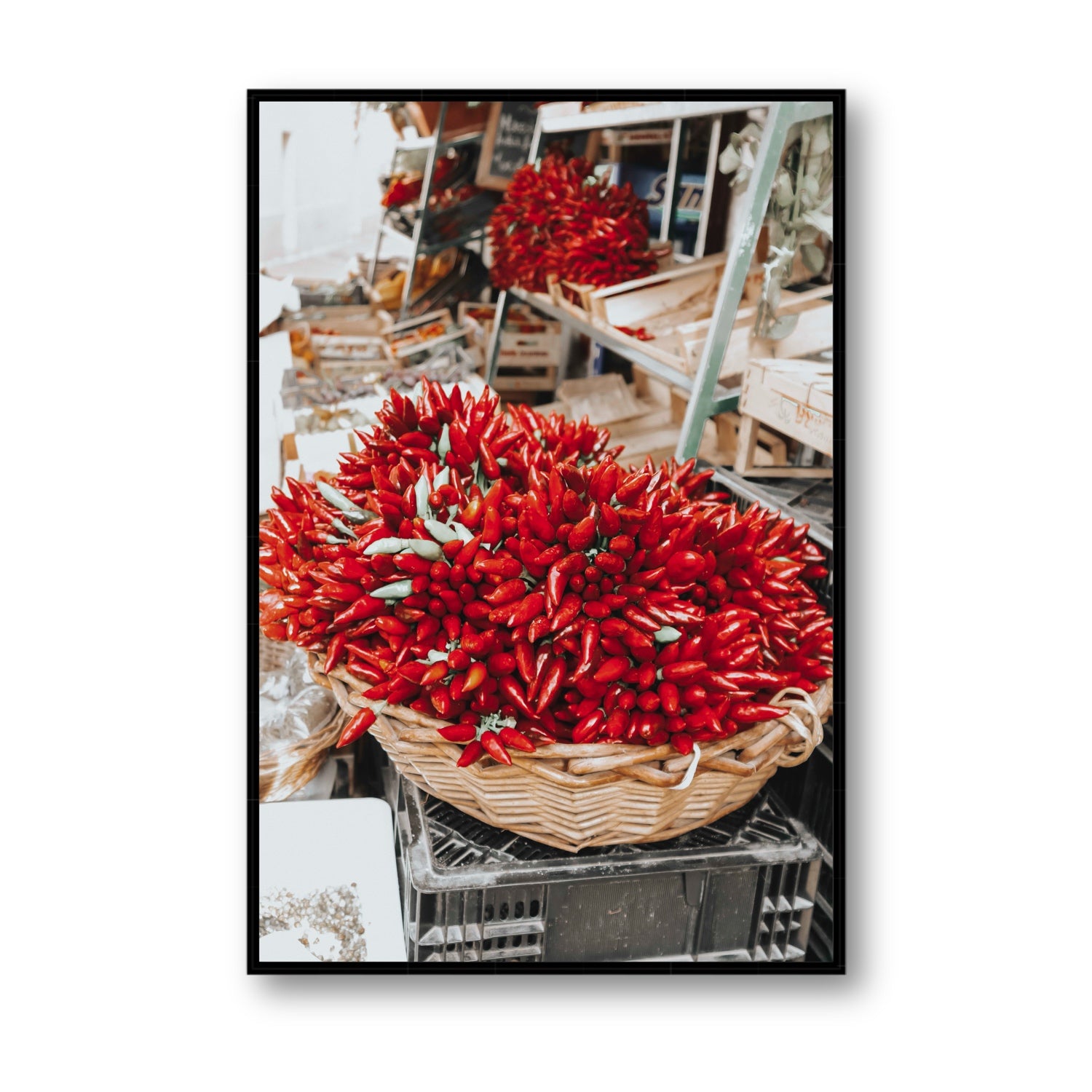 Spicy Bunch Puglia Italian wall art Statement fine art canvas in black float frame