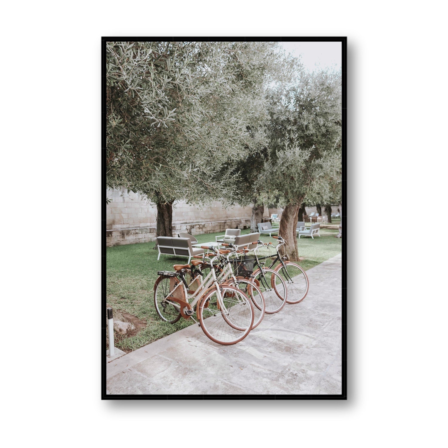 Classic Cruisers Puglia wall art Statement fine art canvas in black float frame