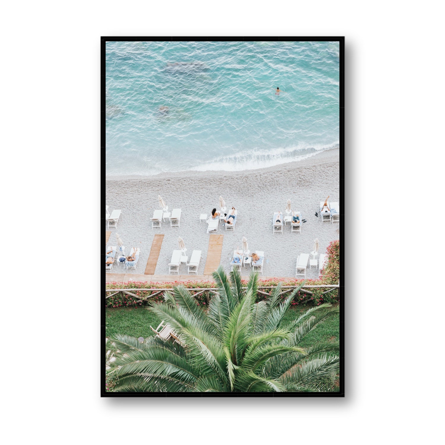 Paradiso Amalfi Mediterranean wall art Statement fine art canvas in black float frame
